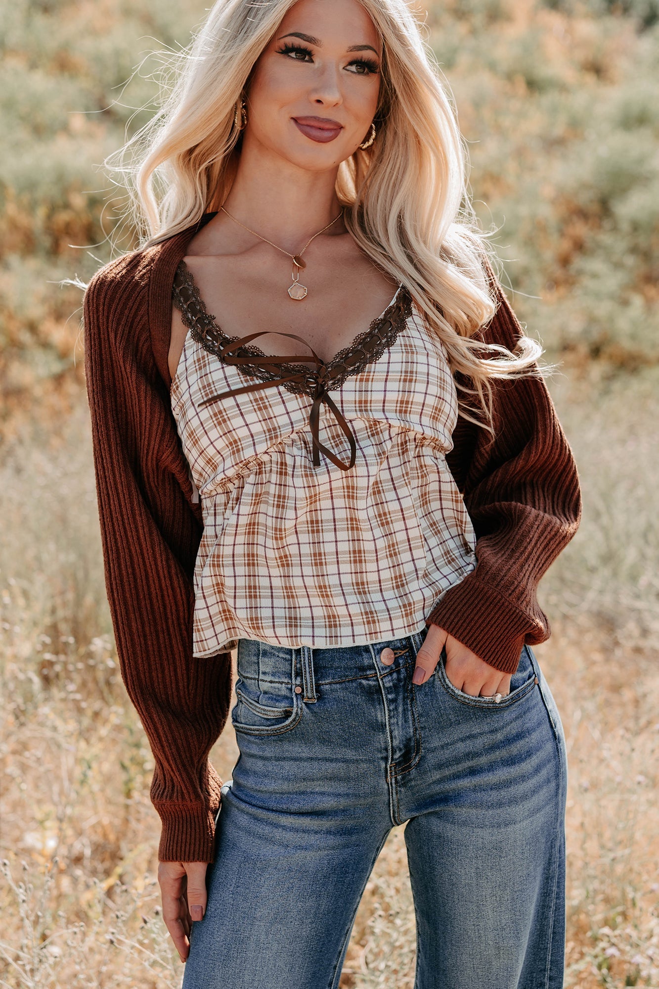Toasted Coconut Season Bolero Shrug Cardigan (Chestnut)