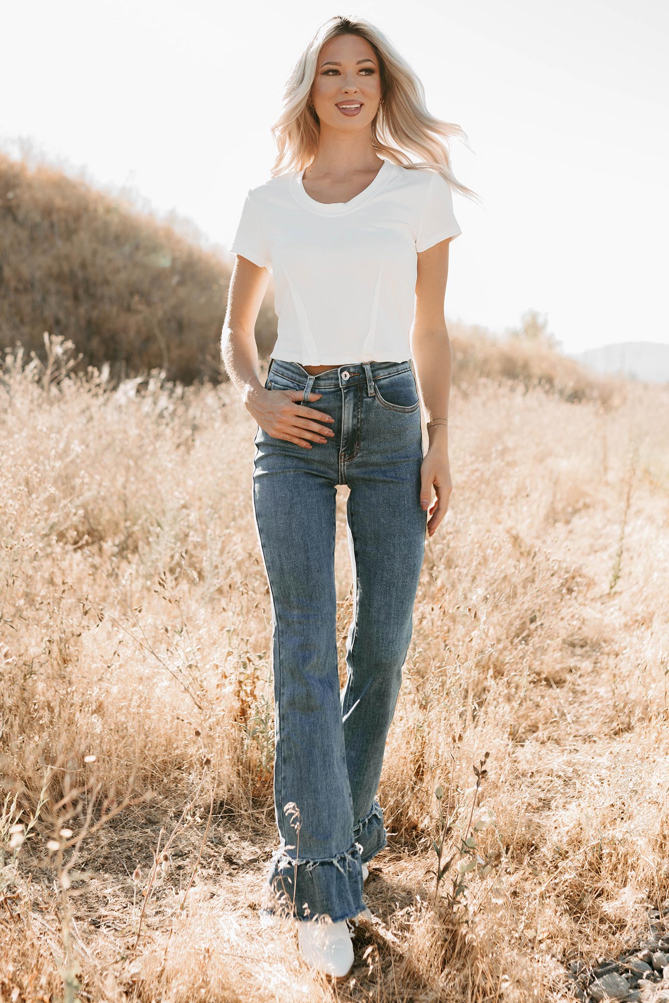 Deborah Tummy Control Ruffle Flare Special A Jeans (Dark)