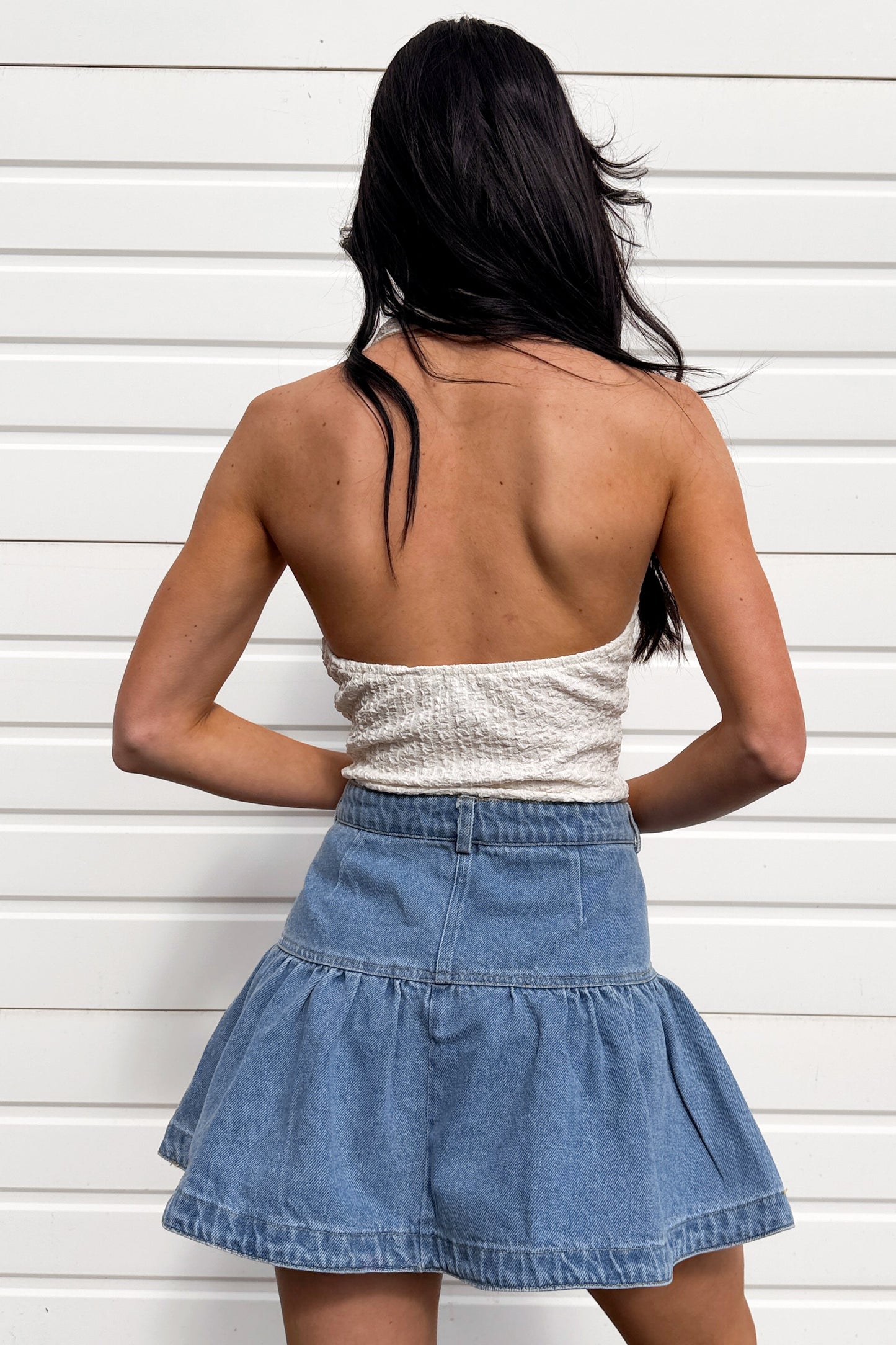 Everyday Energy Textured Halter Top (Cream)