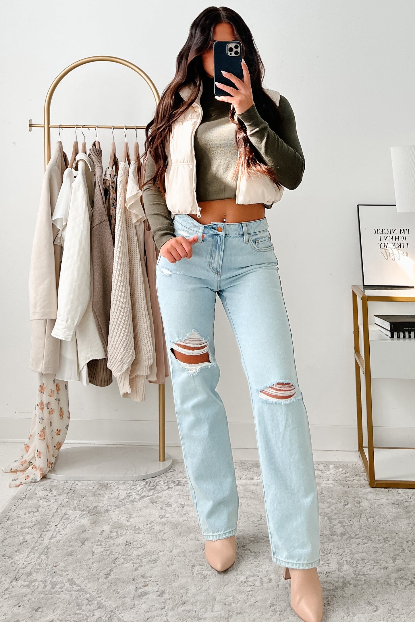 Atticus High Rise Distressed Sneak Peak Straight Leg Jeans (Light)