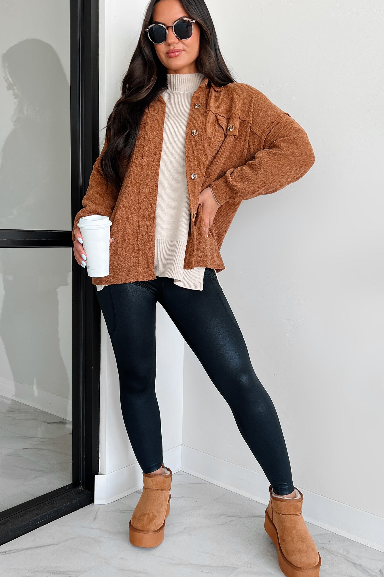 Iona Knit Shacket (Brown)