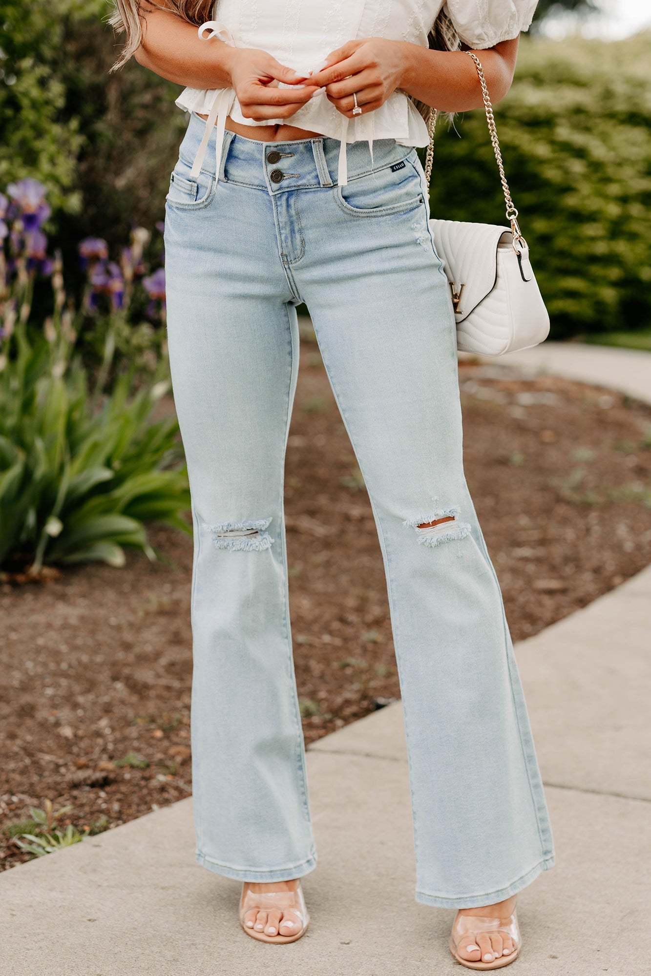 Michael Mid Rise Cello Flare Jeans (Light)