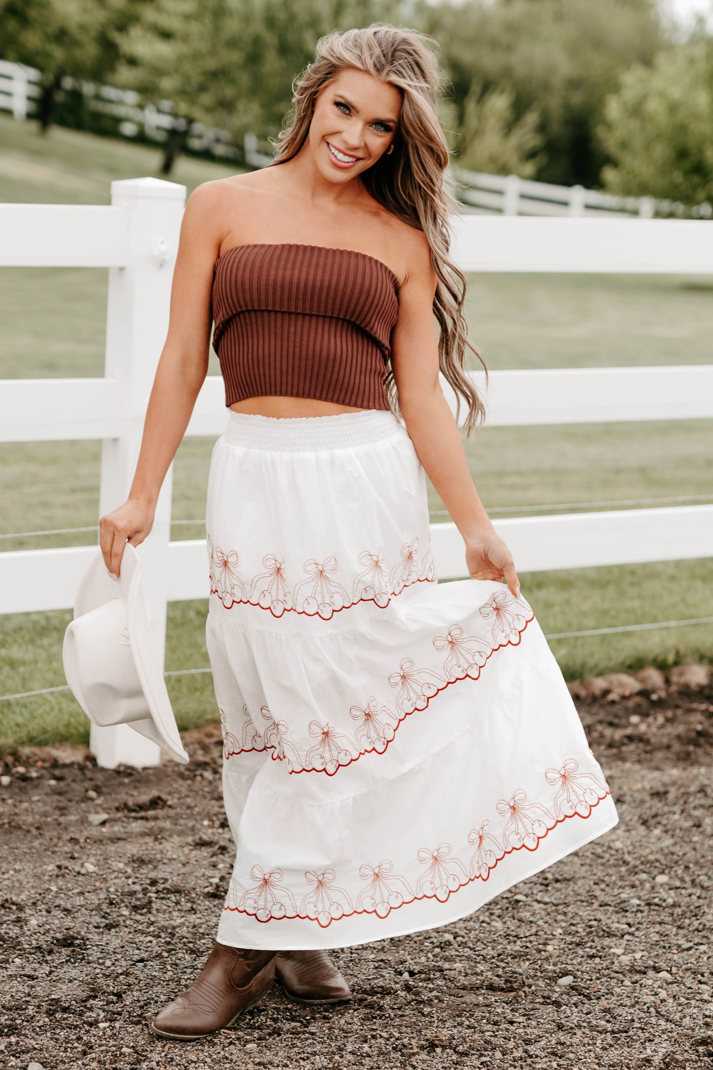 Cozy Corner Ribbed Strapless Fold Over Top (Chestnut)