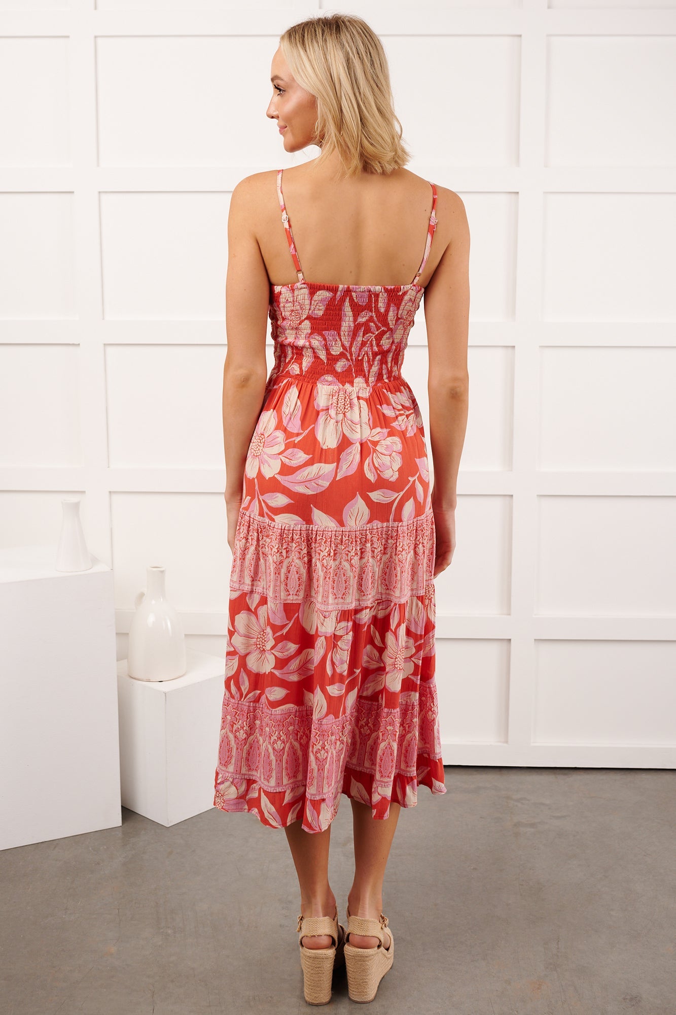 Babe Blooms Floral Sleeveless Maxi Dress (Red)