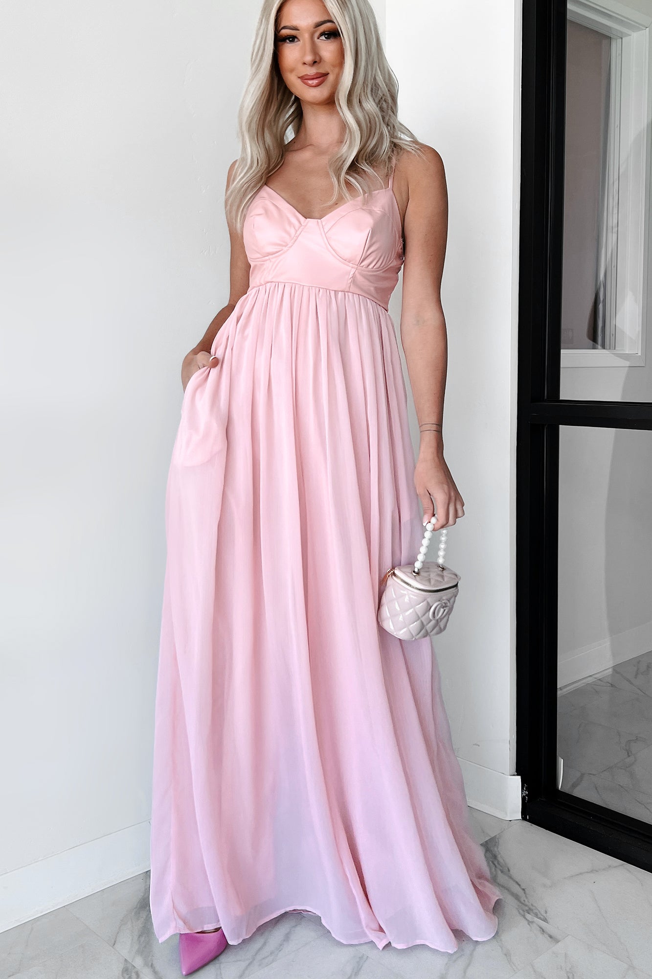 Shades Of Lovely Contrast Top Wide Leg Jumpsuit (Pink)