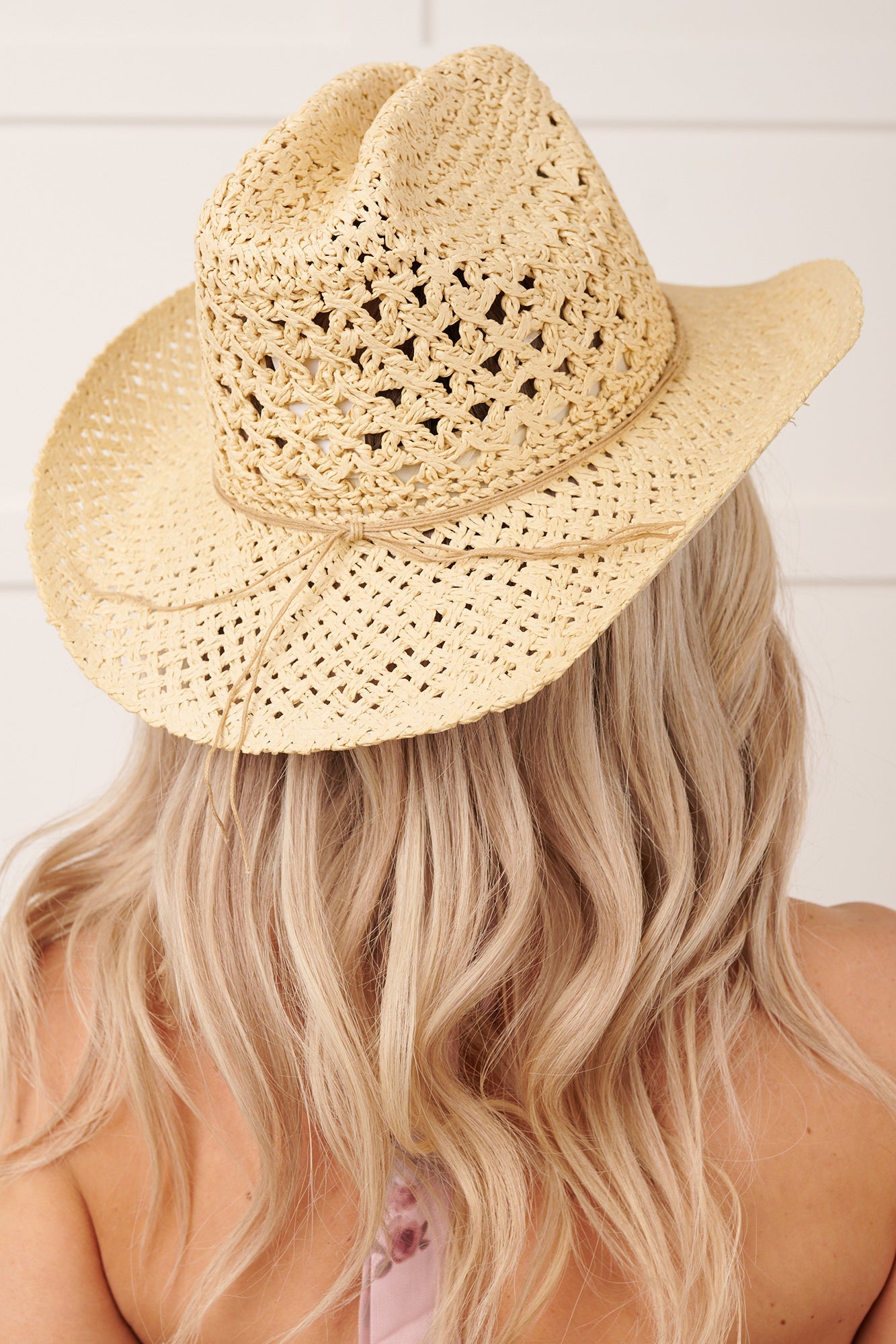 Open Trails Bead Strap Woven Cowboy Hat (Ivory)