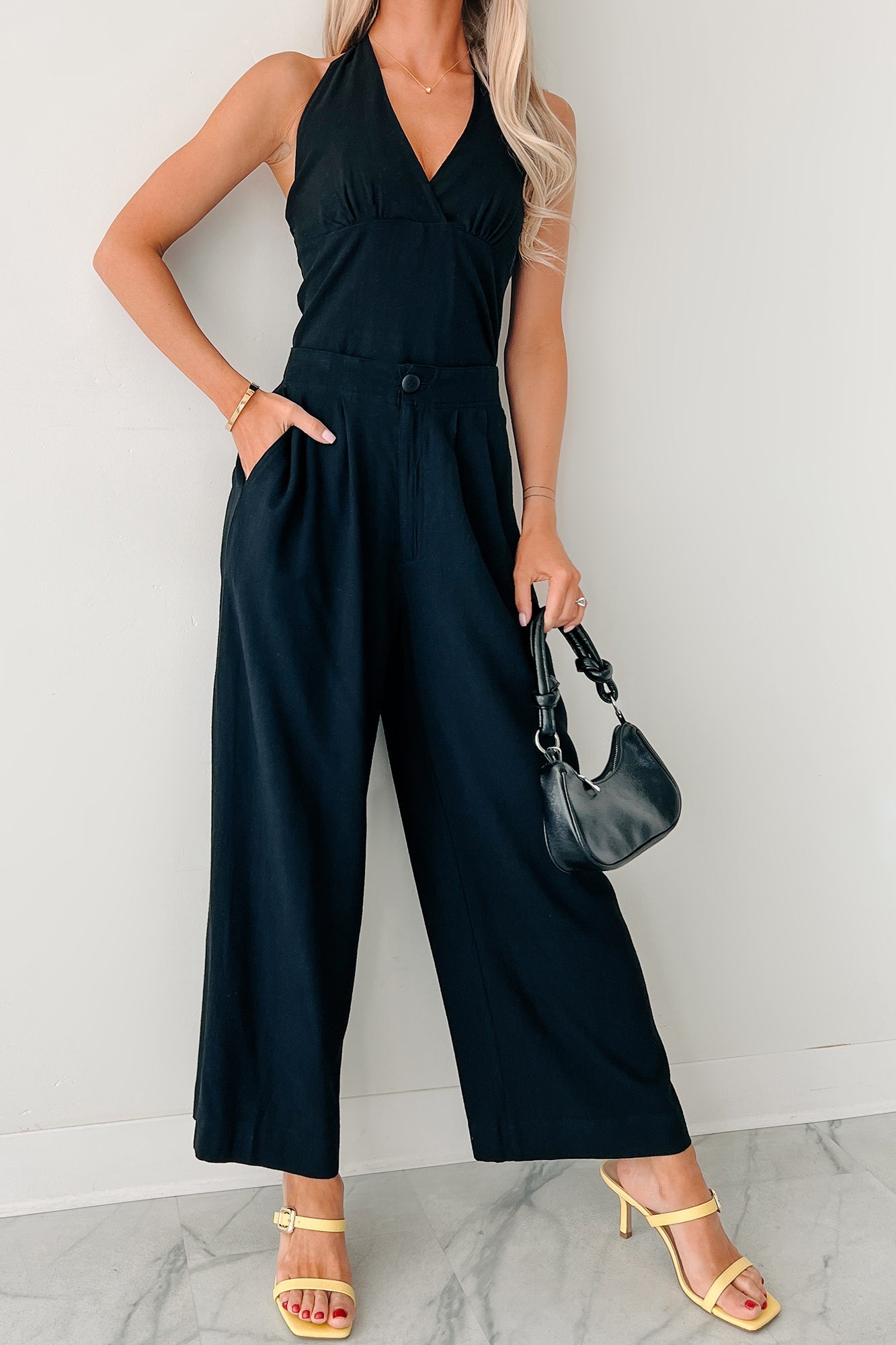 All About Ease High Rise Pleated Linen Pants (Black)