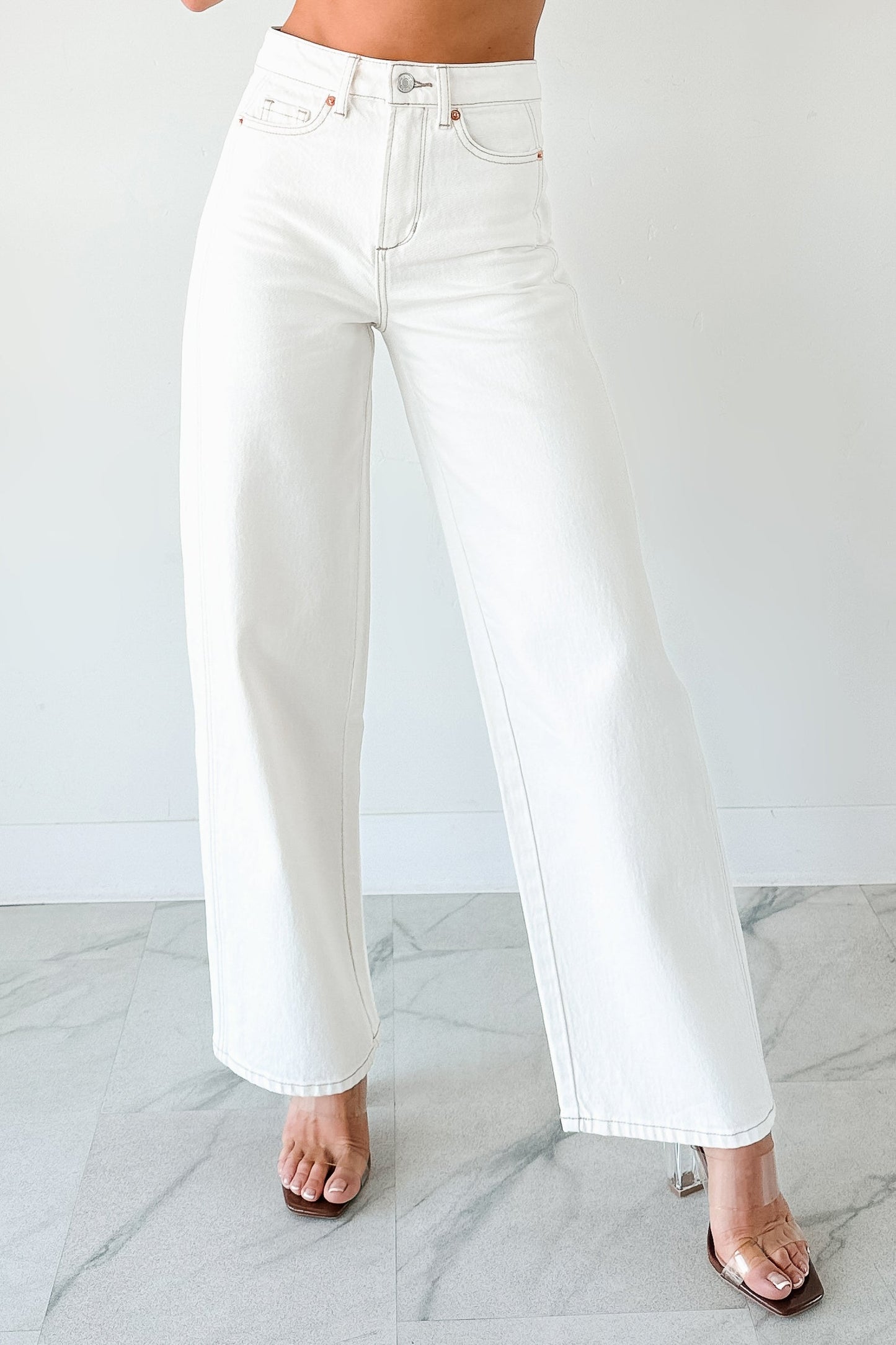Lucian High Rise Wide Leg Jemina Jeans (Ivory)
