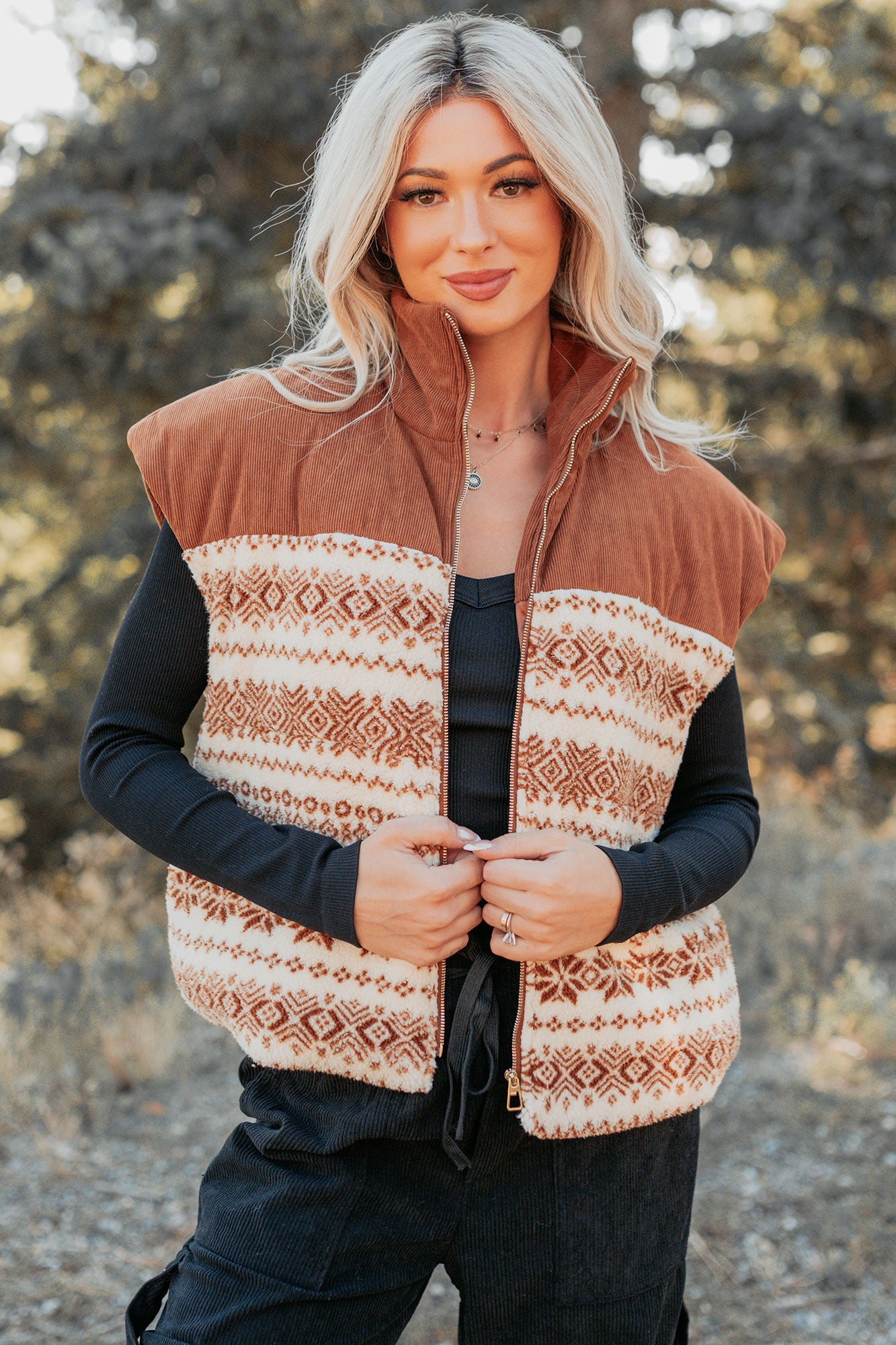 Ease & Flow Sherpa Corduroy Vest (Copper Mix)