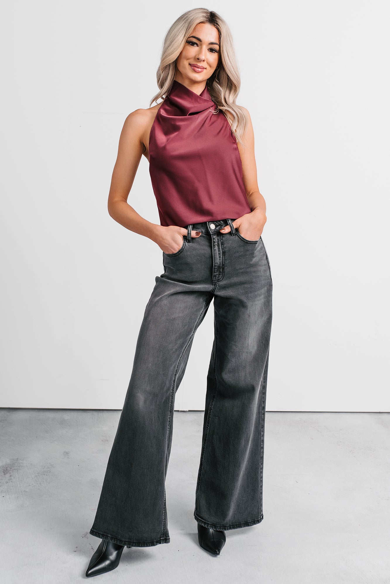 Bane High Rise Wide Leg Cello Jeans (Grey)