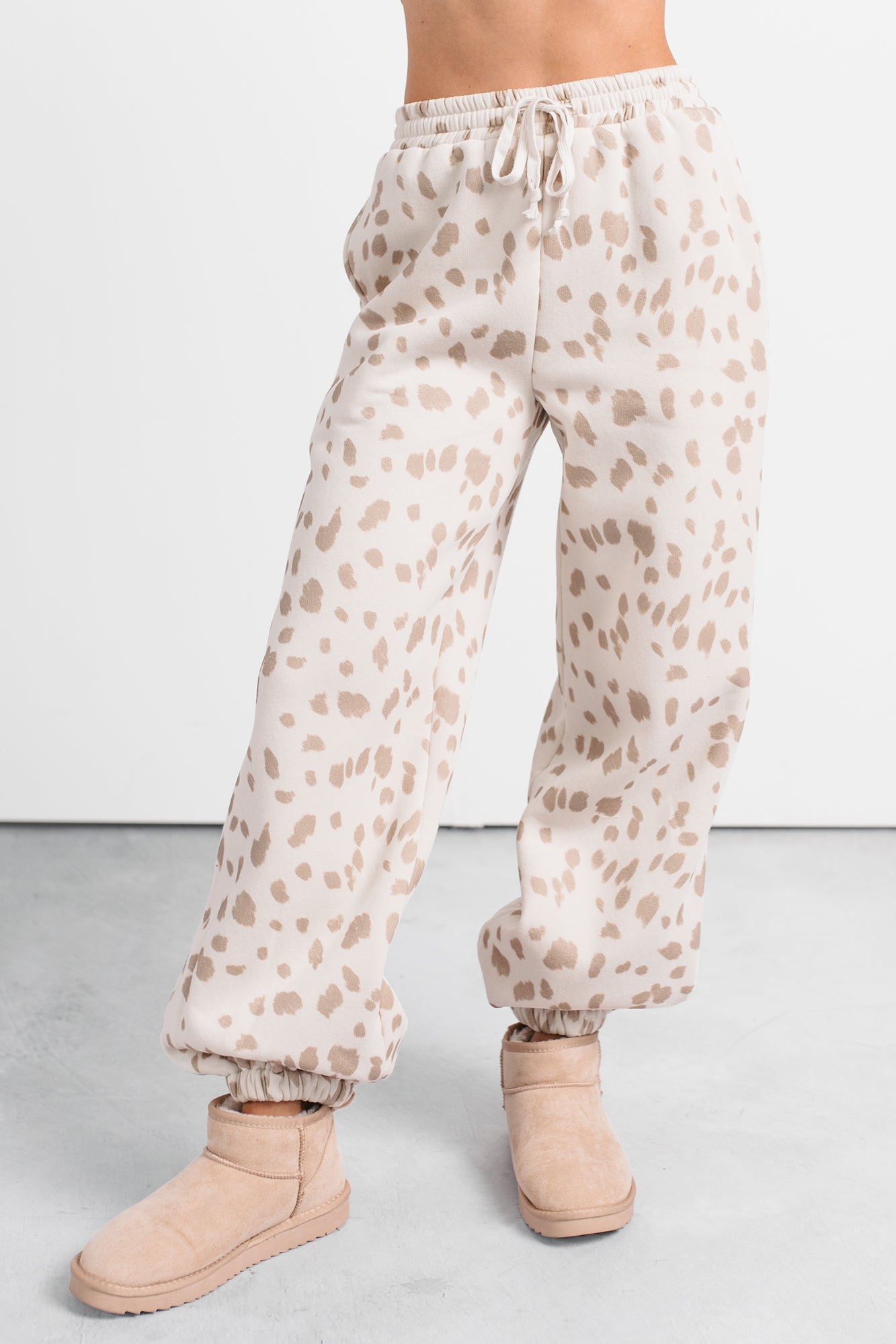 Do It Right Soft Cheetah Print Joggers (Cream/Mocha)