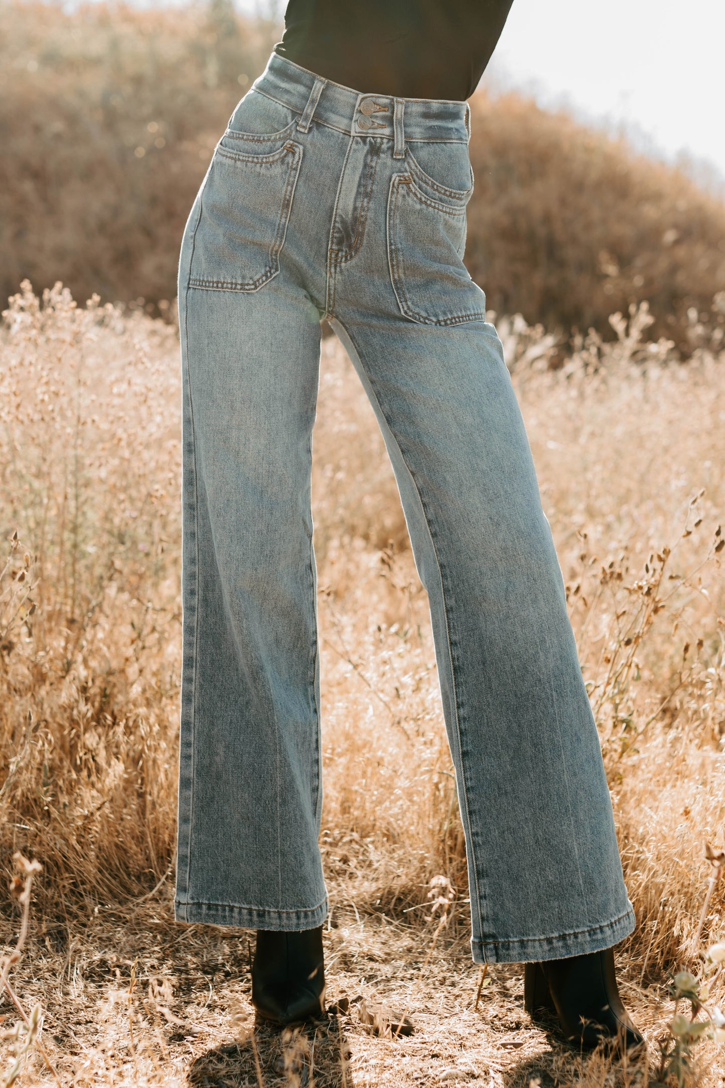 Kiera Tummy Control Wide Leg Saige Denim Jeans (Medium)