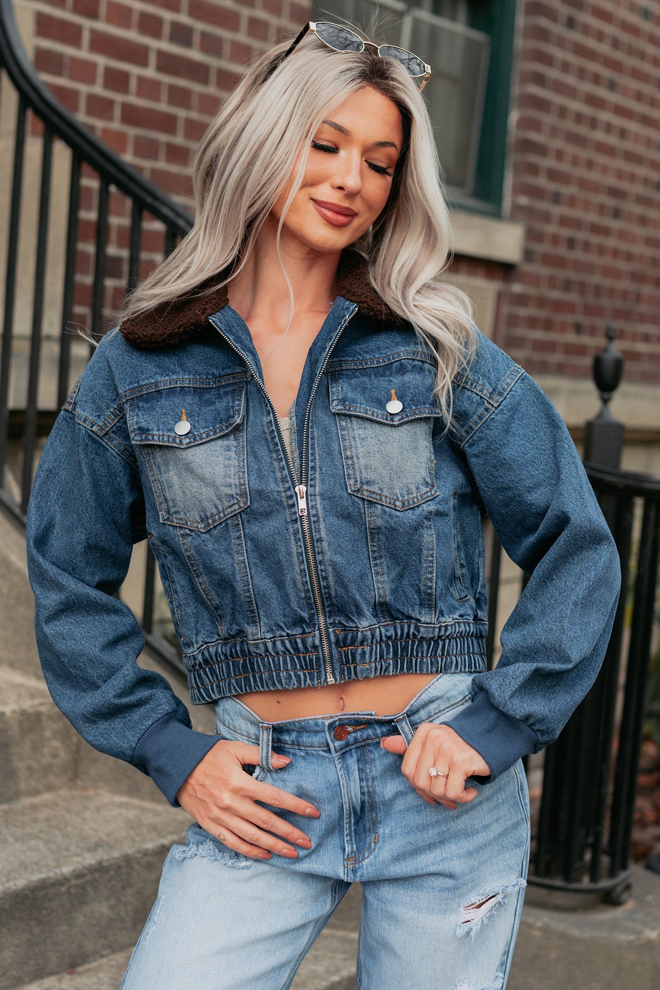 Breaking The Quiet Sherpa Collared Jacket (Denim)