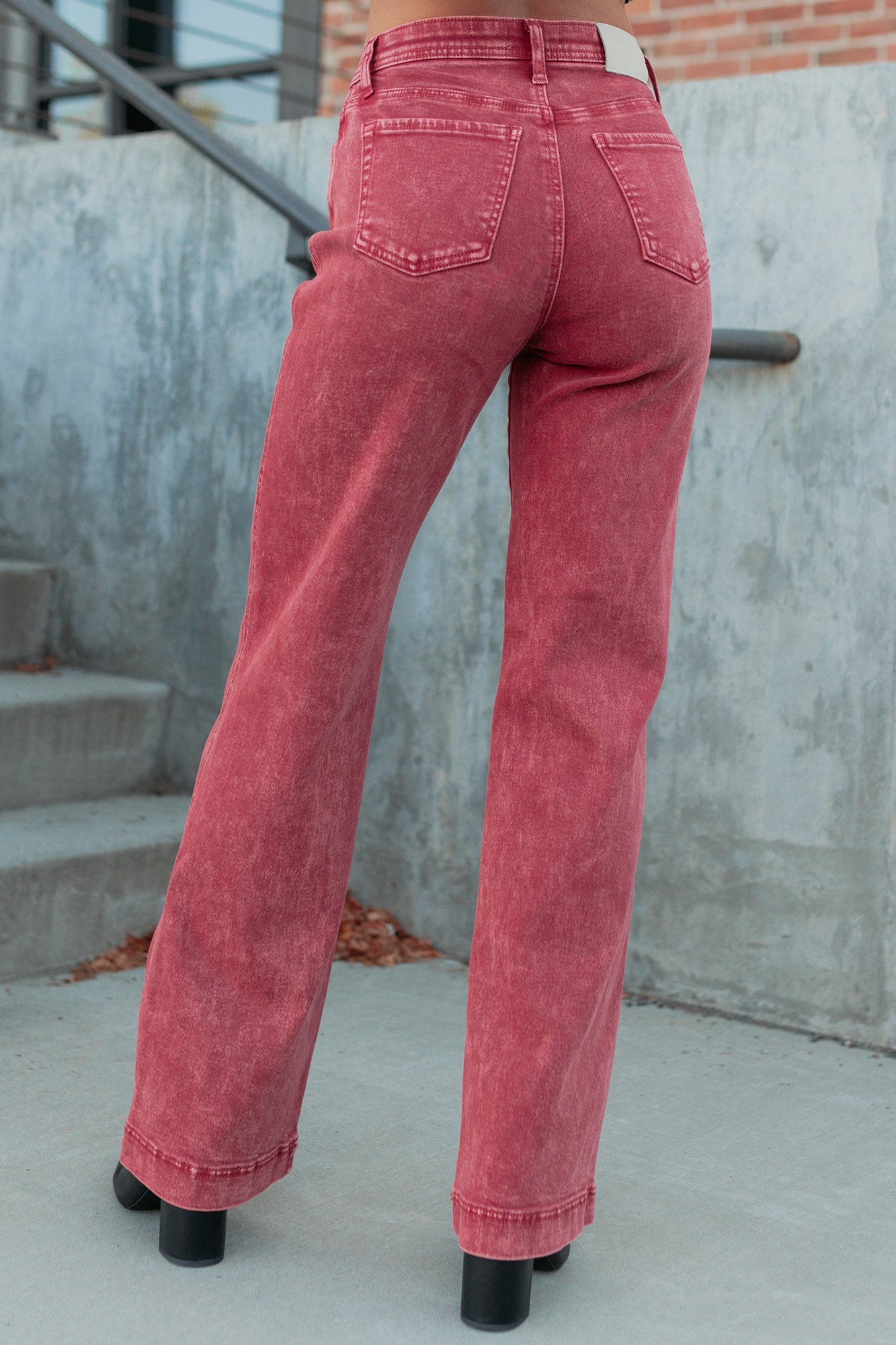 Haven Tummy Control Saige Denim Straight Jeans (Brick Red)