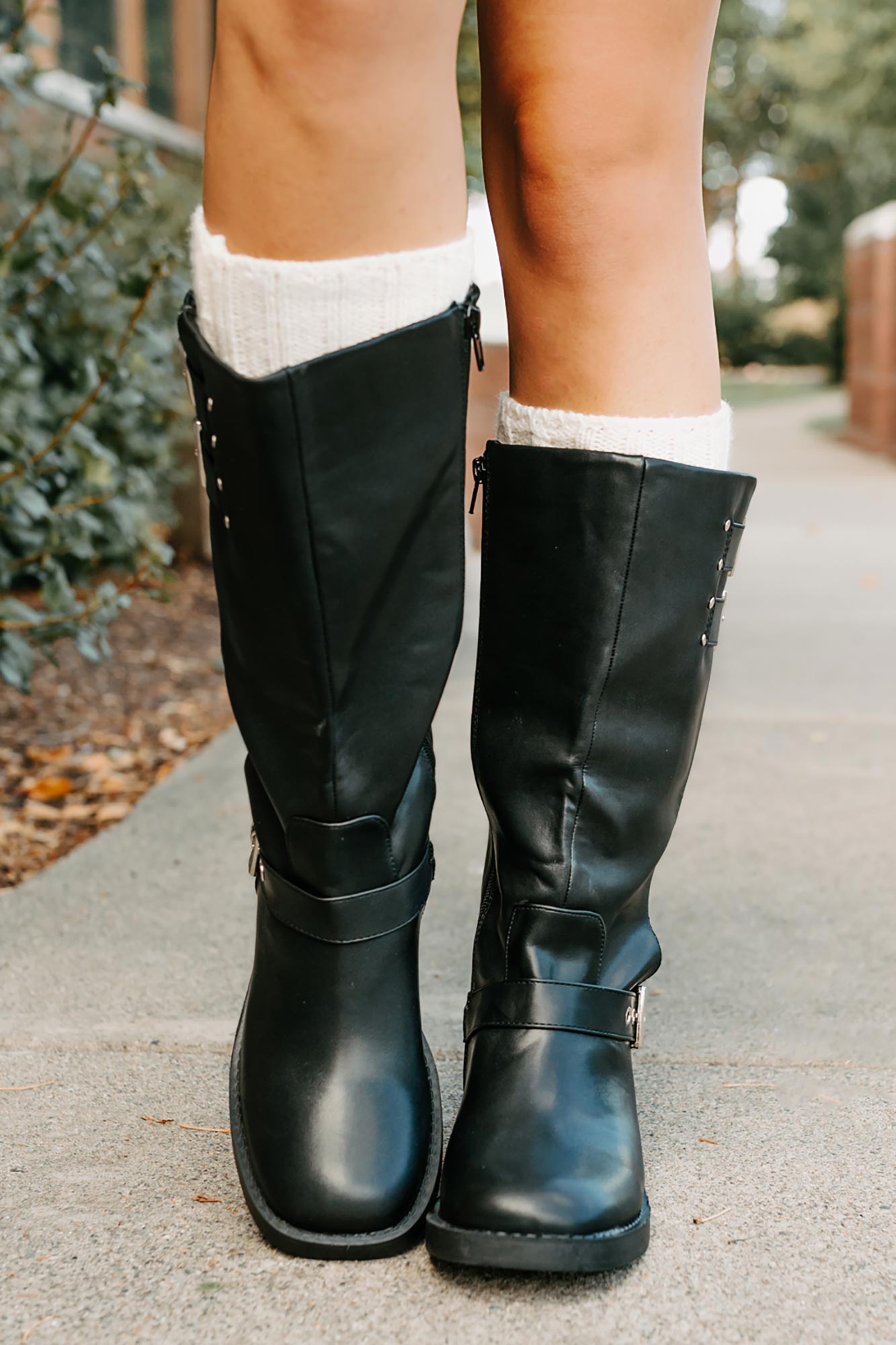 Your Move Now Faux Leather Buckle Boots (Black)