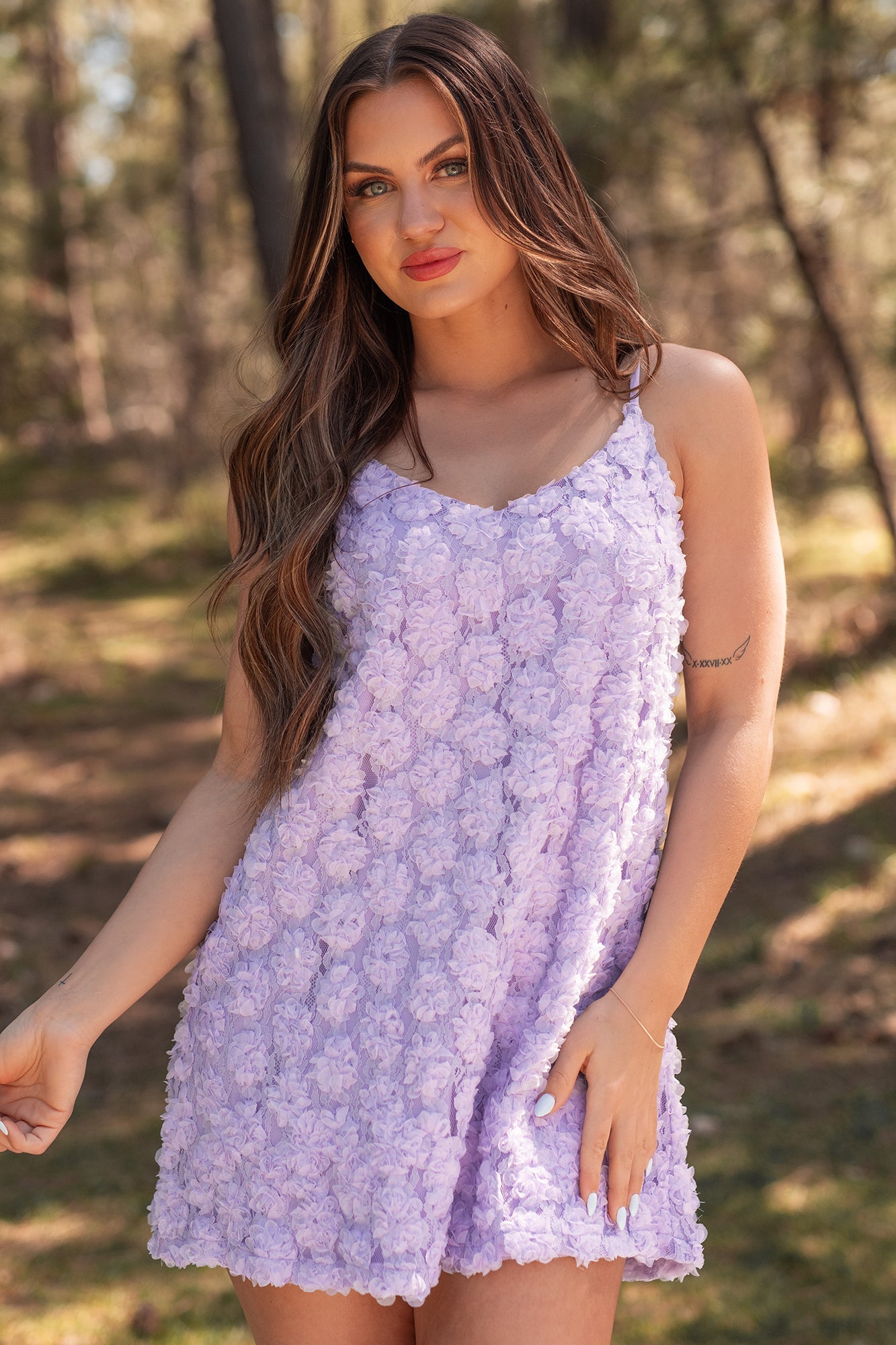 Elegance In Bloom Floral Textured Mini Dress (Periwinkle)