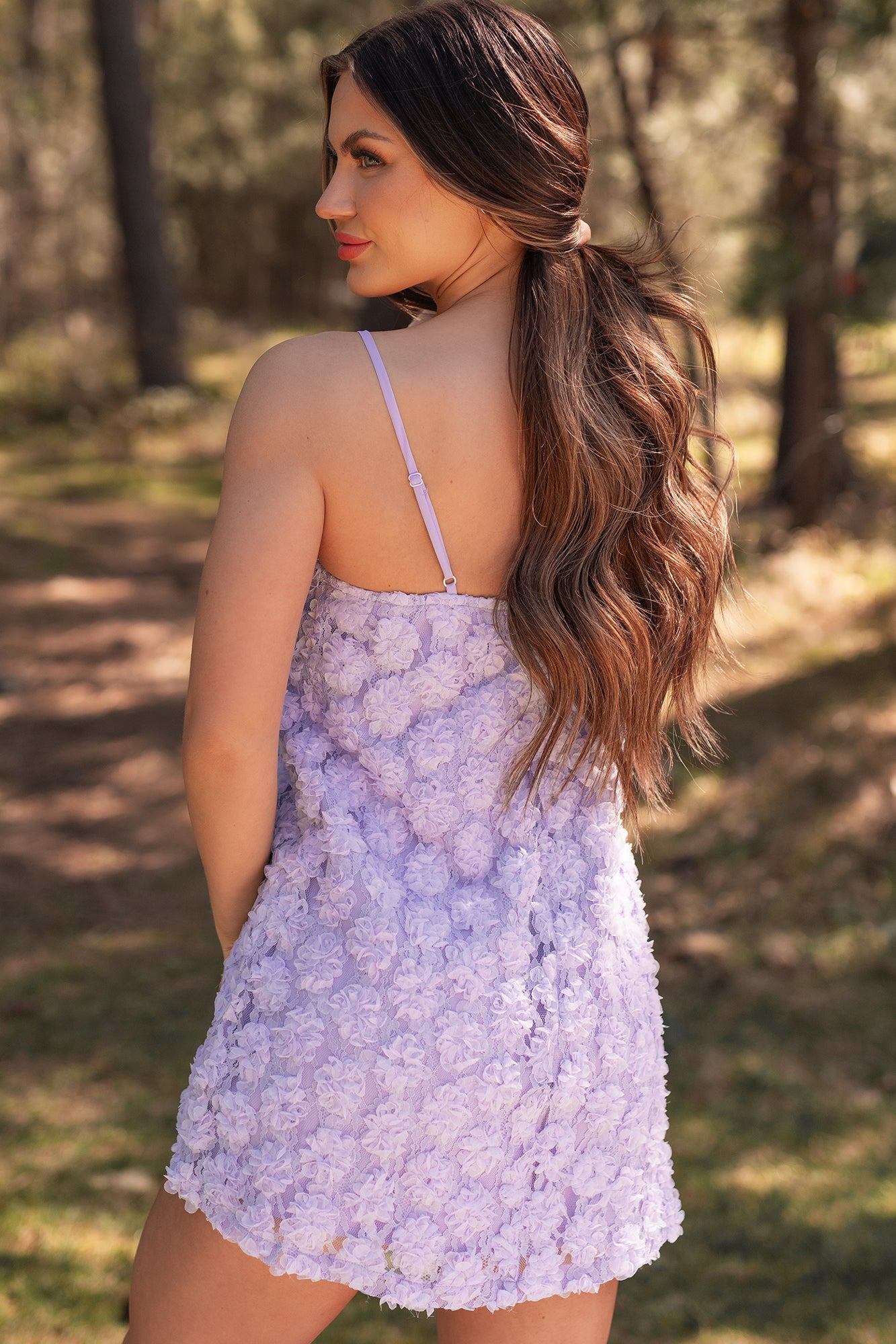 Elegance In Bloom Floral Textured Mini Dress (Periwinkle)