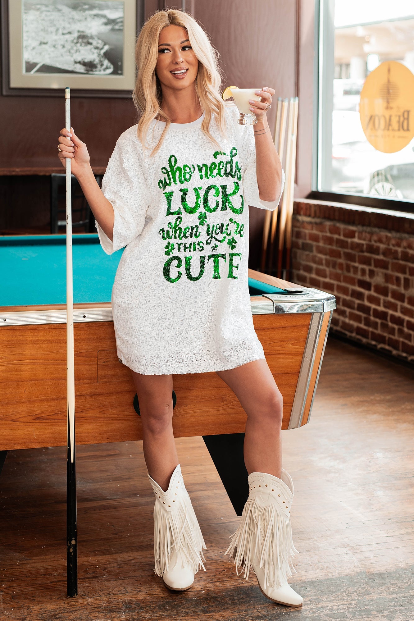 "When You're This Cute" Sequin Mini Dress (White)