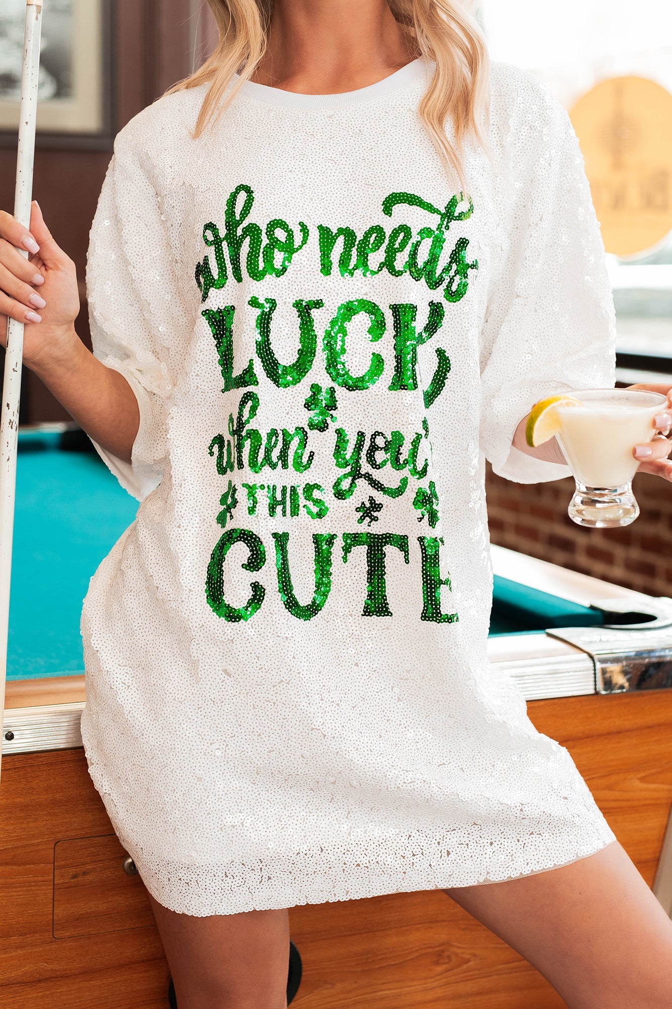 "When You're This Cute" Sequin Mini Dress (White)