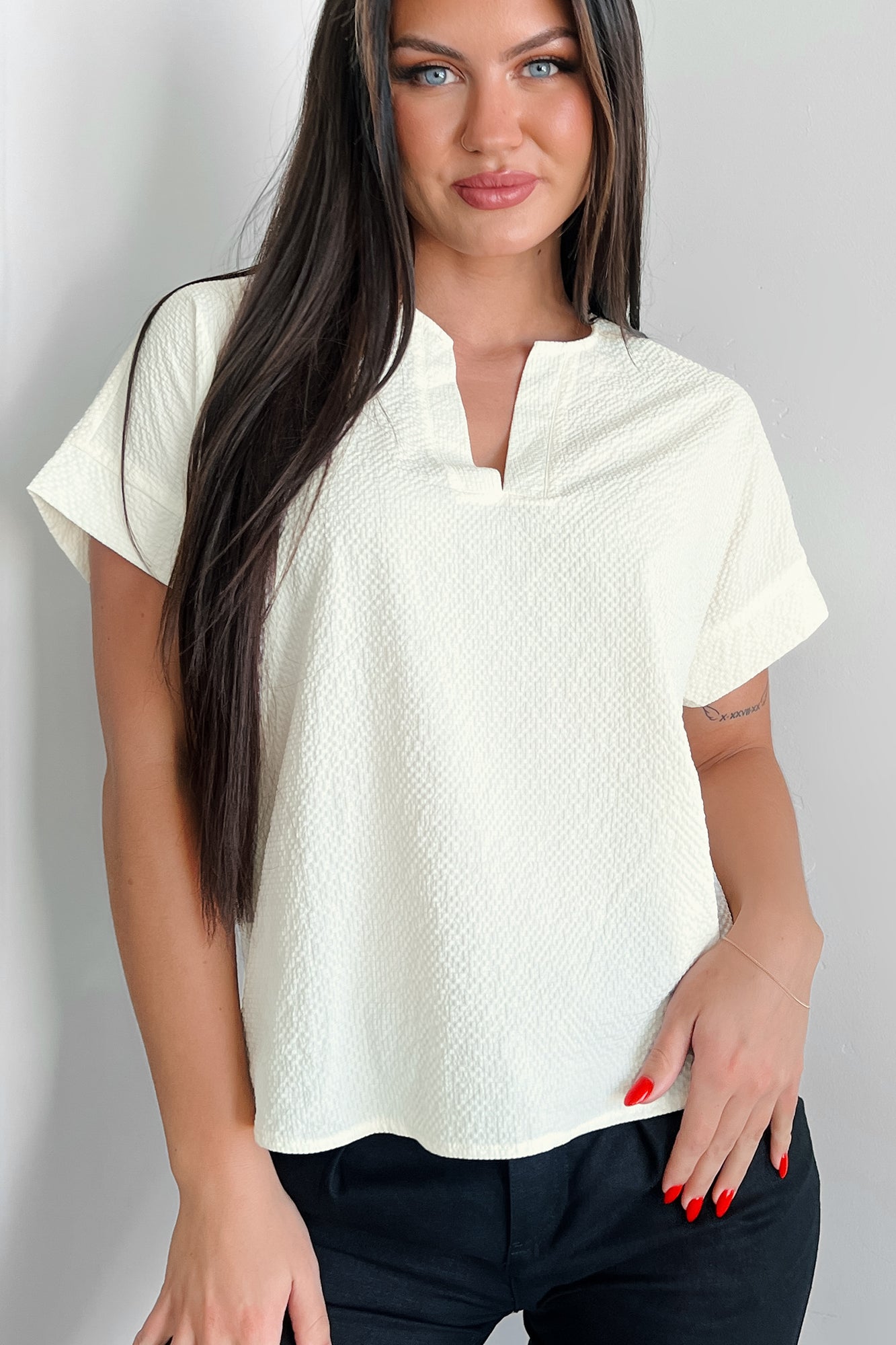 Horatio Oversized Textured Top (Ivory)