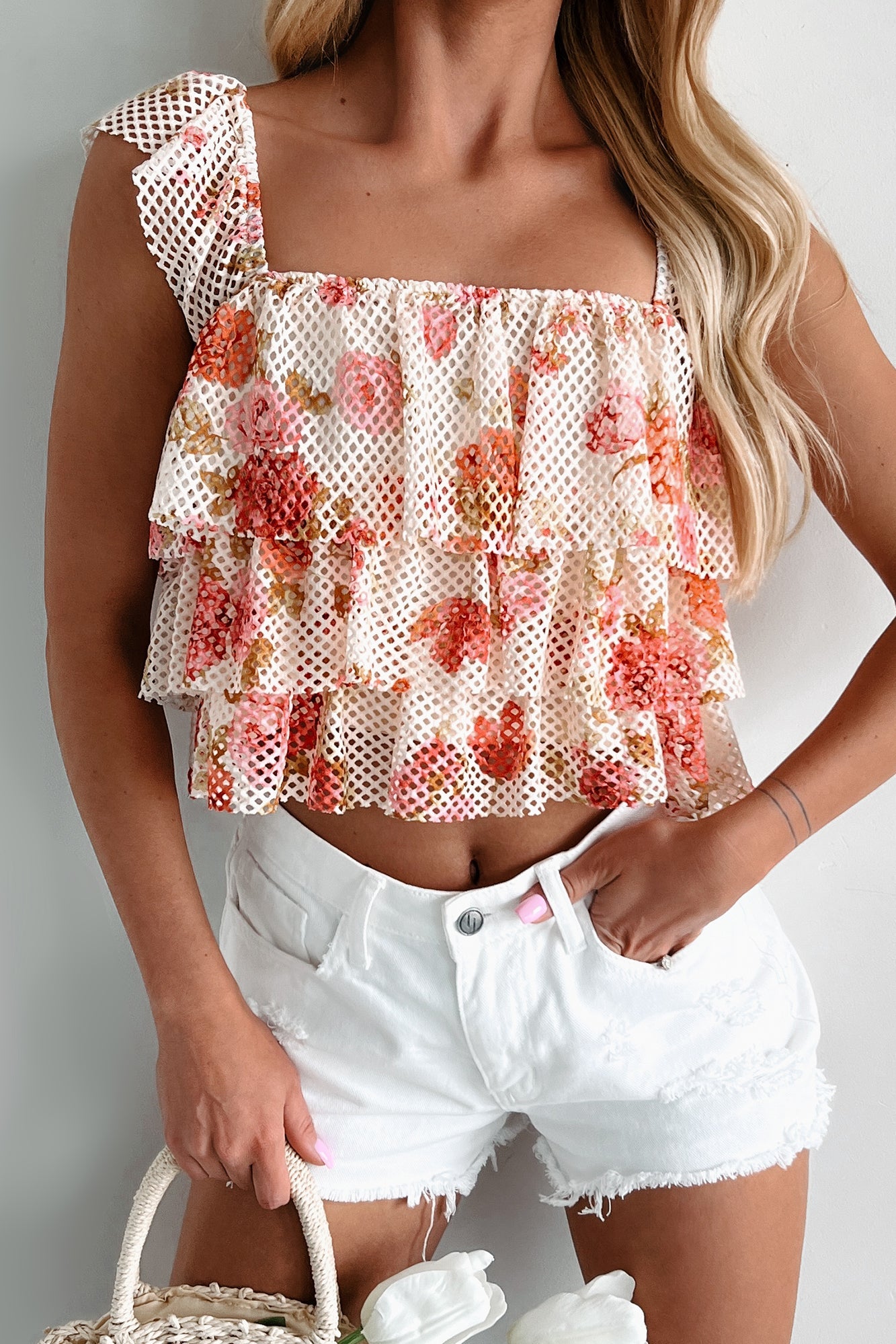 Flirty Potential Tiered Mesh Crop Top (Multi)