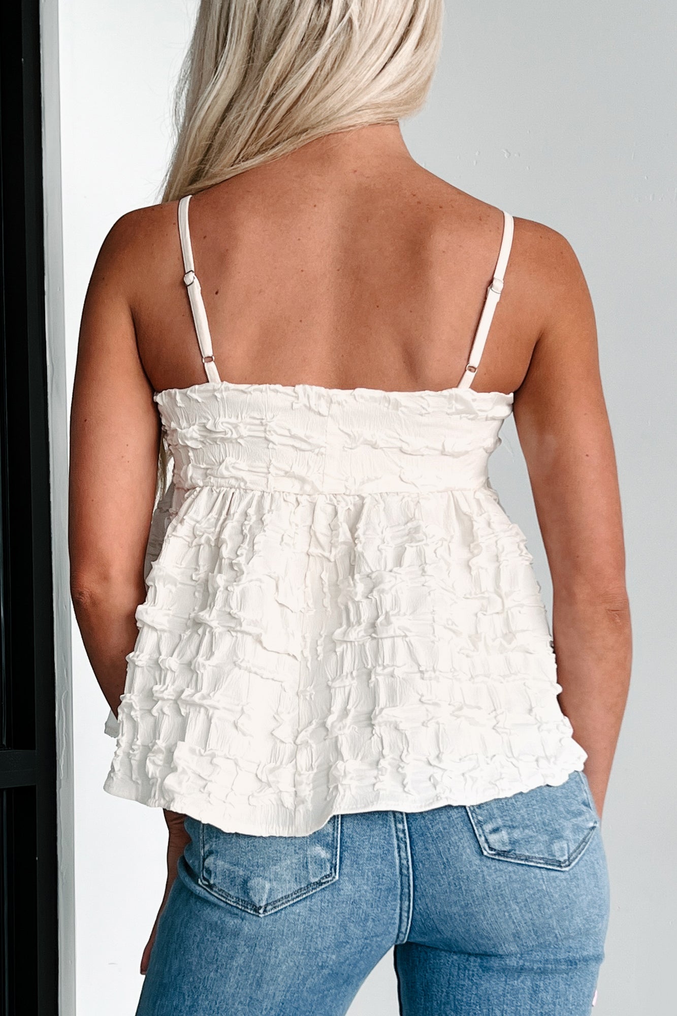 The Sweetest Sound Textured Babydoll Tank (Cream)