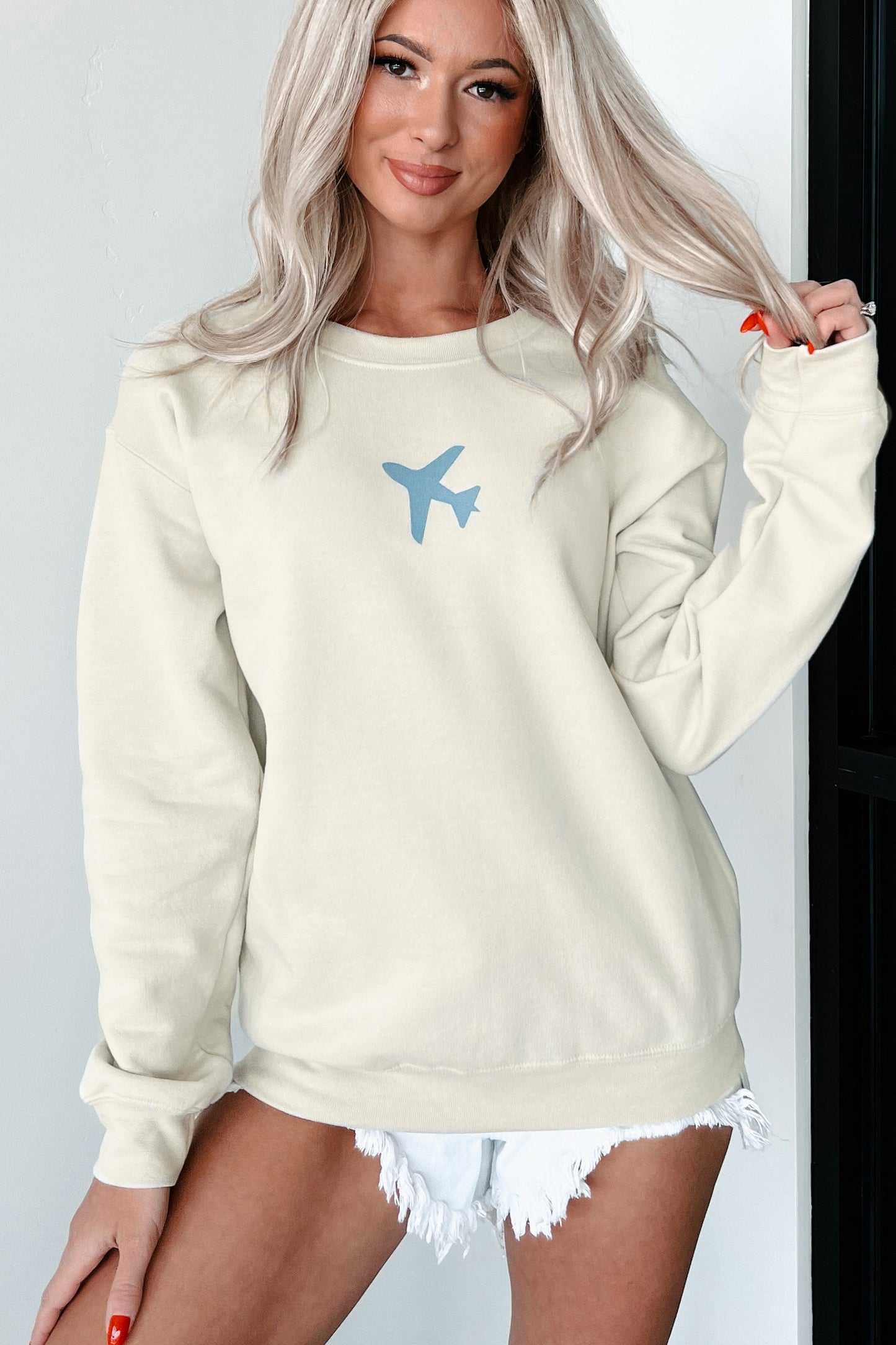 When You Land Double-Sided Graphic Sweatshirt (Taupe)