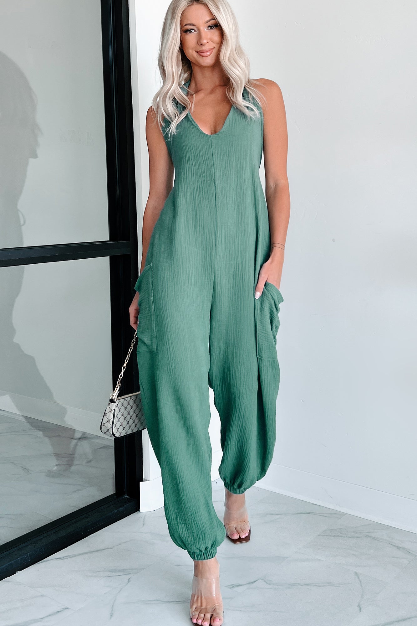 Lockwood Wasabi Mint Halter Jumpsuit (Green)