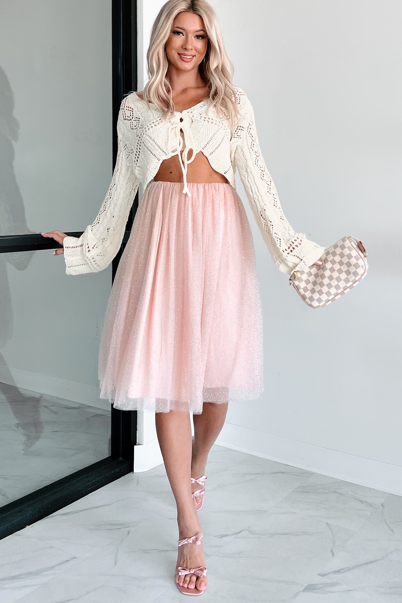 In A Dreamland Rhinestone Tulle Mini Dress/Skirt (Blush)