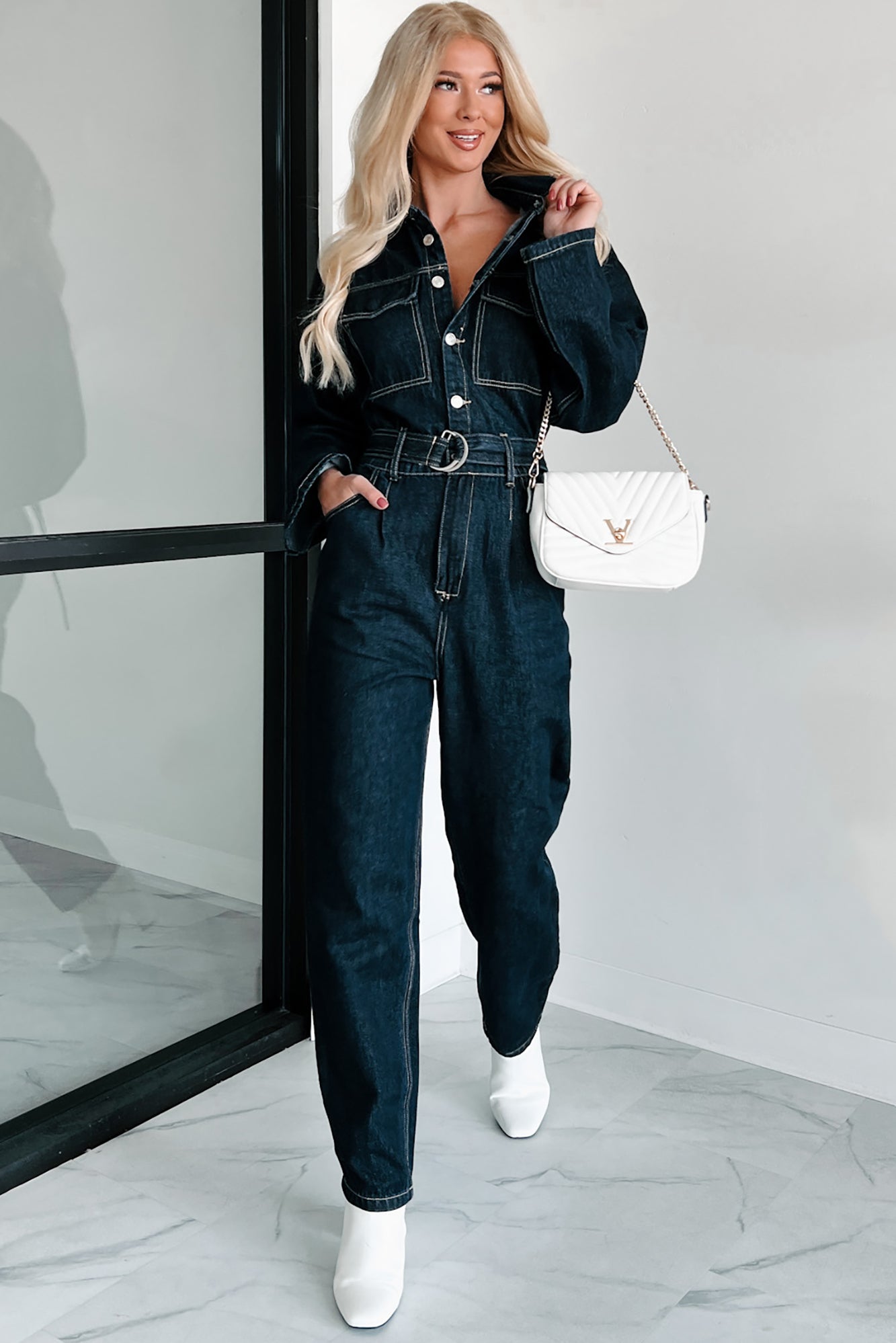 Harvest Hopes Denim Jumpsuit (Dark Indigo)