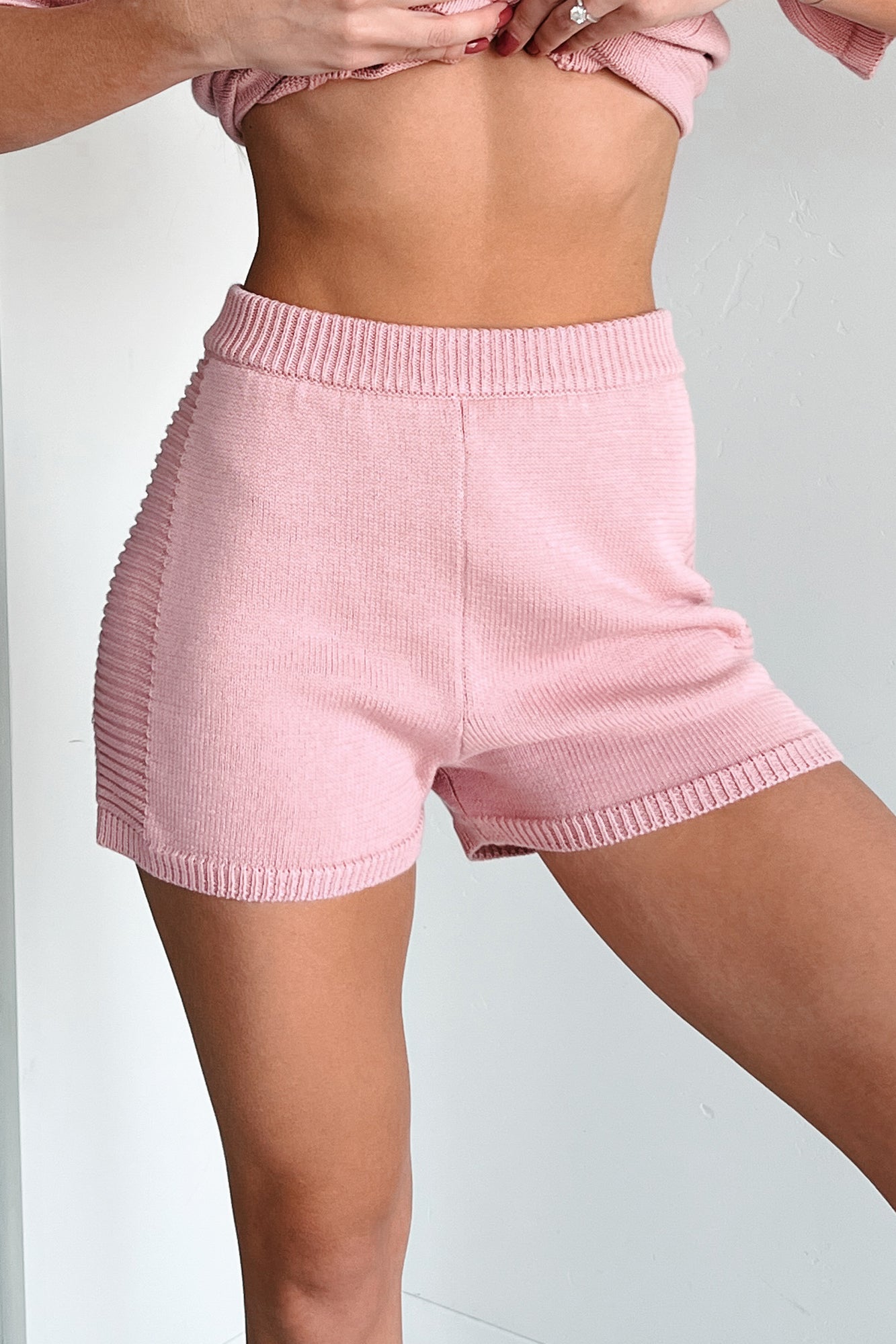 Needing Comfort High Rise Knit Shorts (Blush)