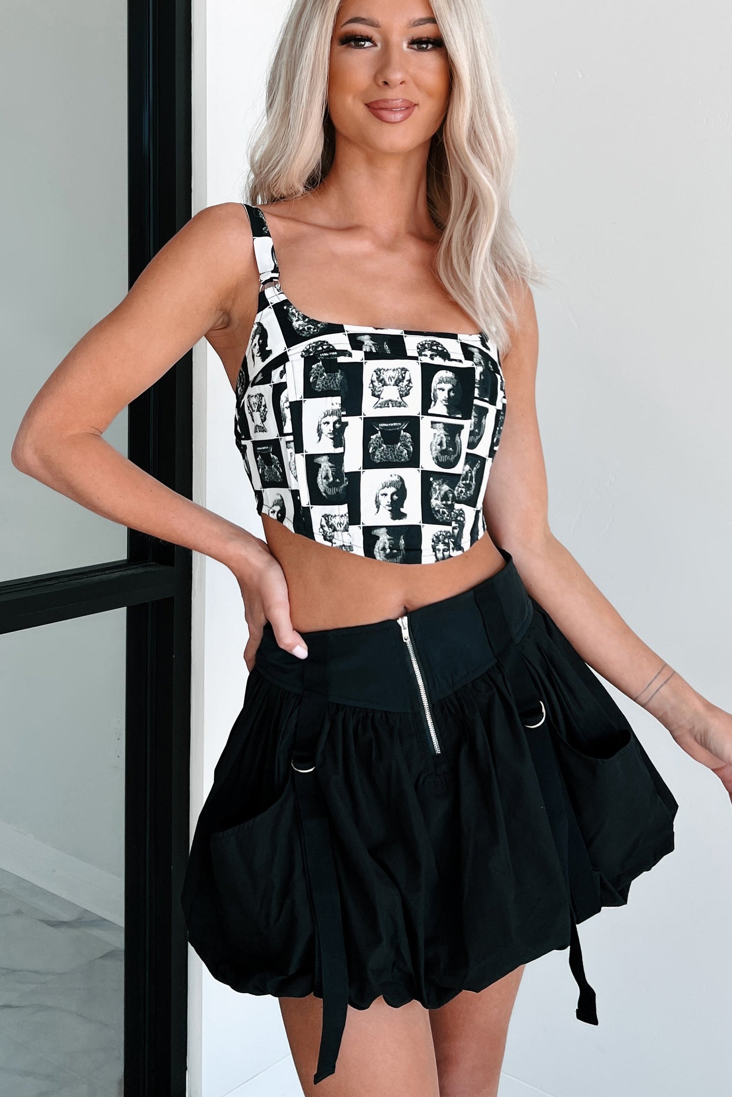 Timeless Expressions Printed Corset Top (Black/White)