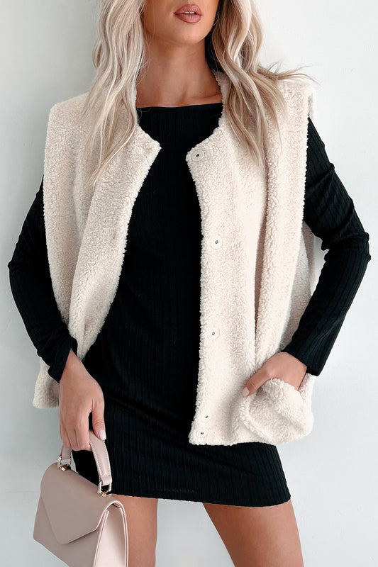 Took A Chance Oversized Sherpa Vest (Cream)