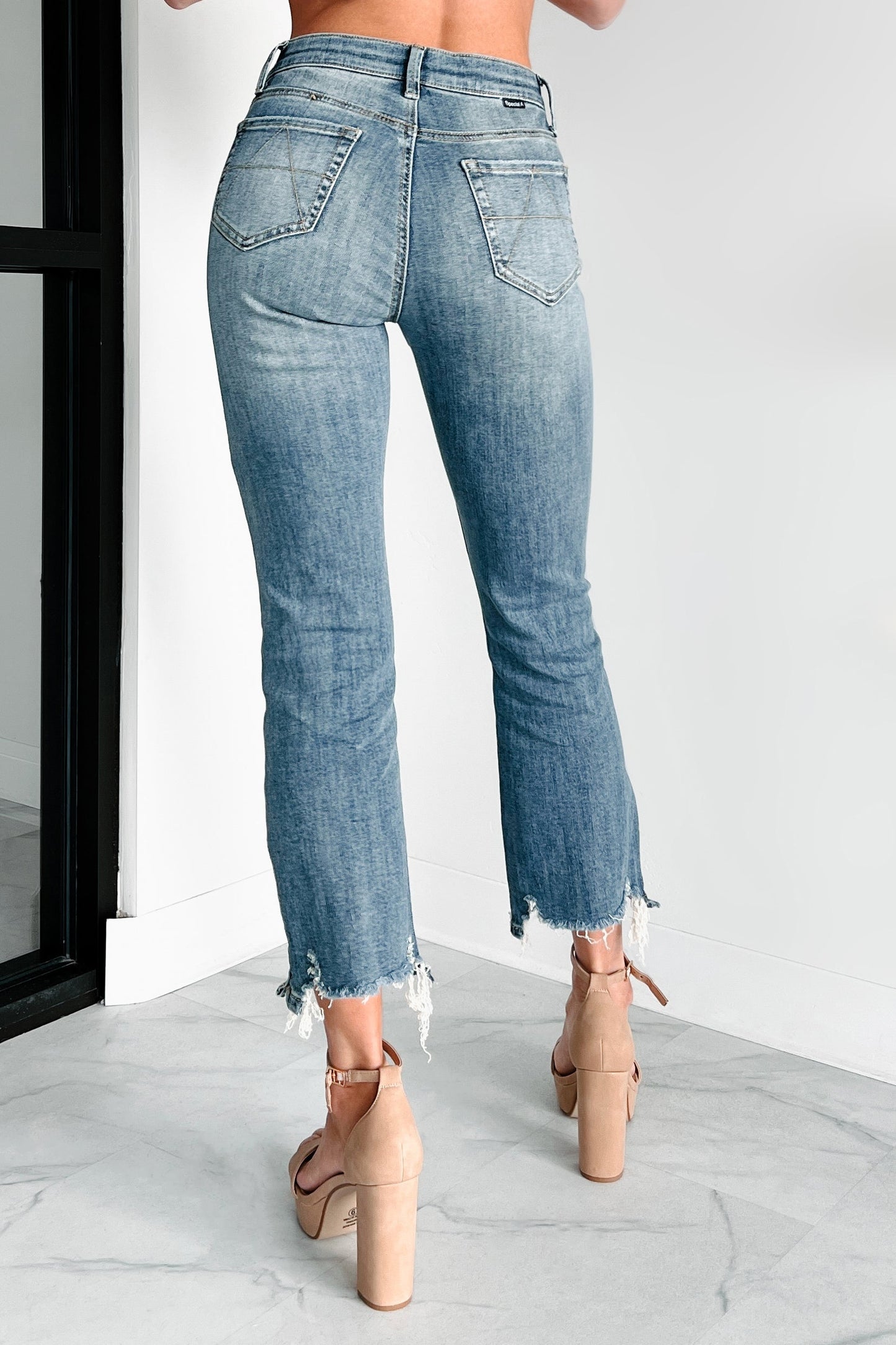Jonah Mid Rise Distressed Special A Kick Flare Jeans (Dark)