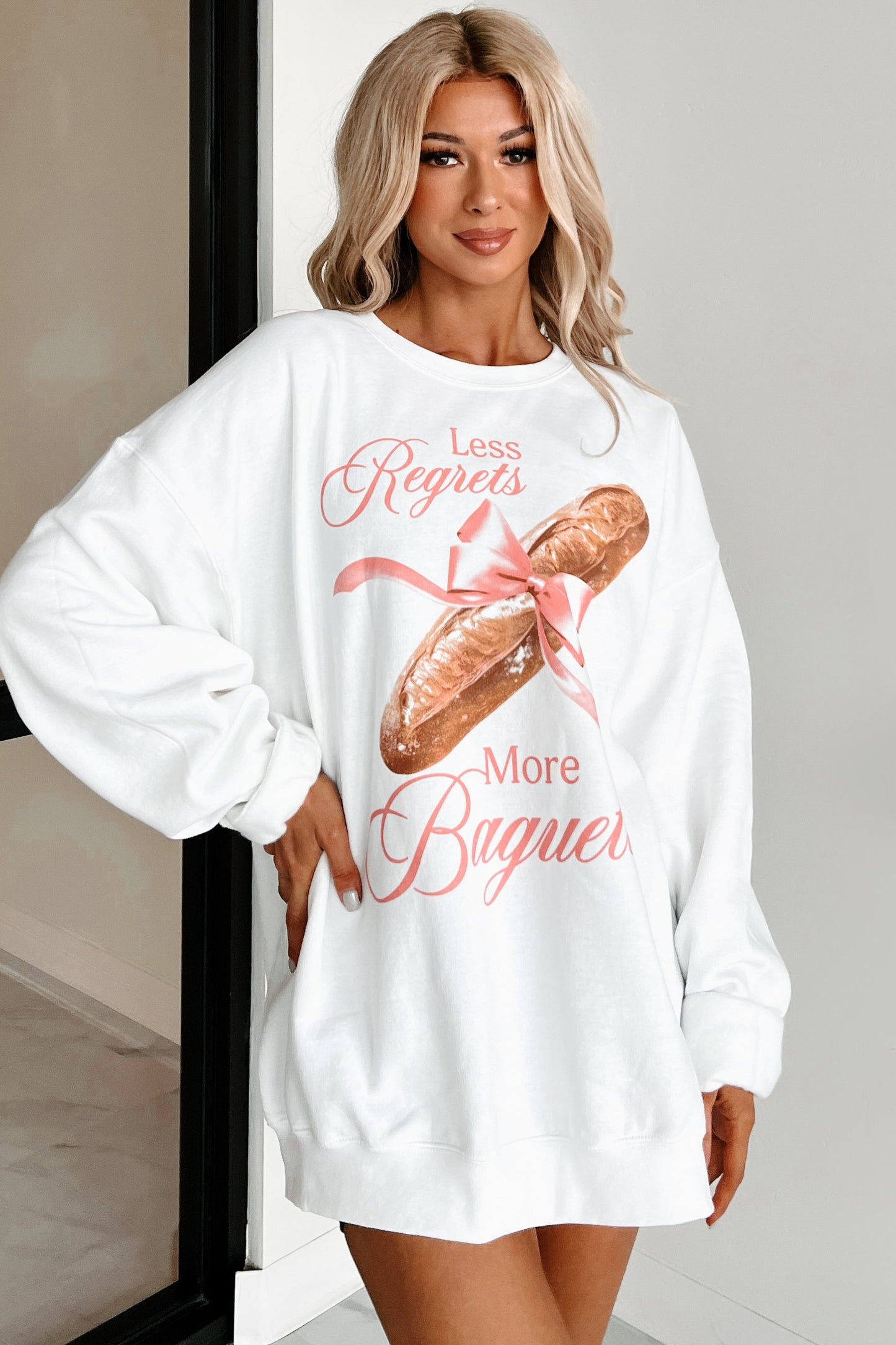 "More Baguettes" Graphic Sweatshirt (White)