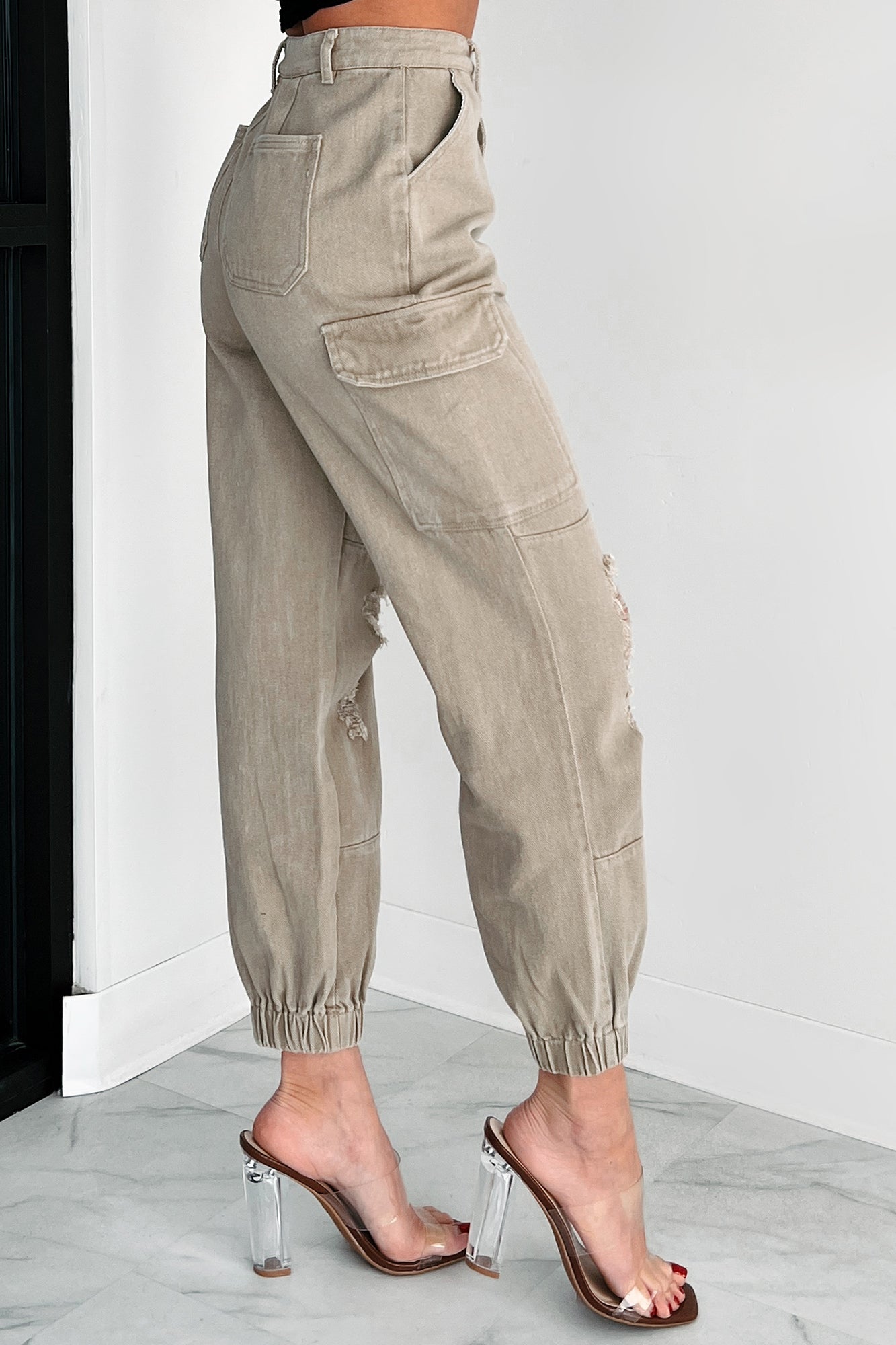 Devonte Distressed Cargo Joggers (Khaki)