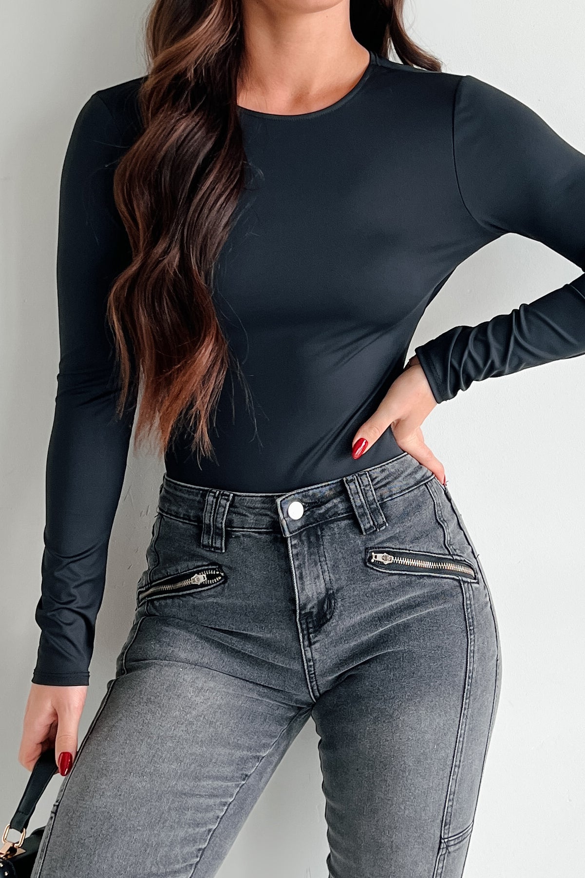 Diana Open Back Bodysuit (Black)