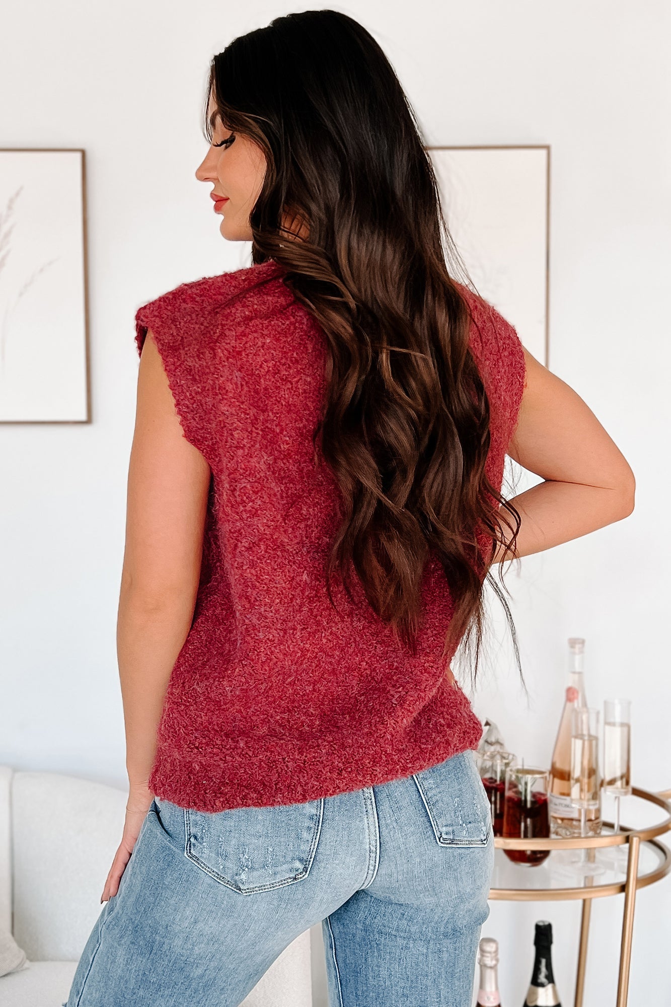Cozy Embrace Sweater Vest (Burgundy)
