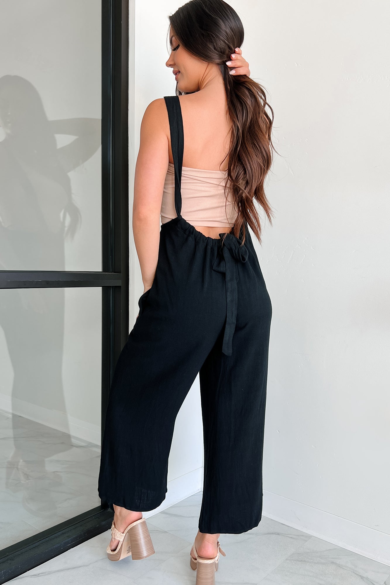 Casual Conversations Suspender Jumpsuit (Black)