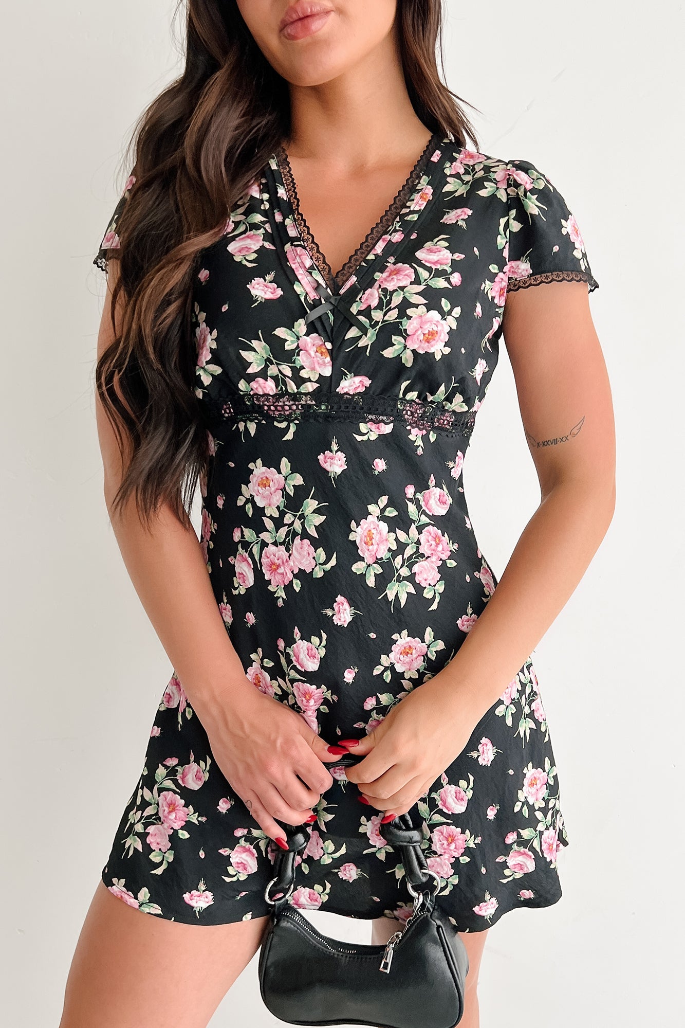 Endless Rose Floral Mini Dress (Black)