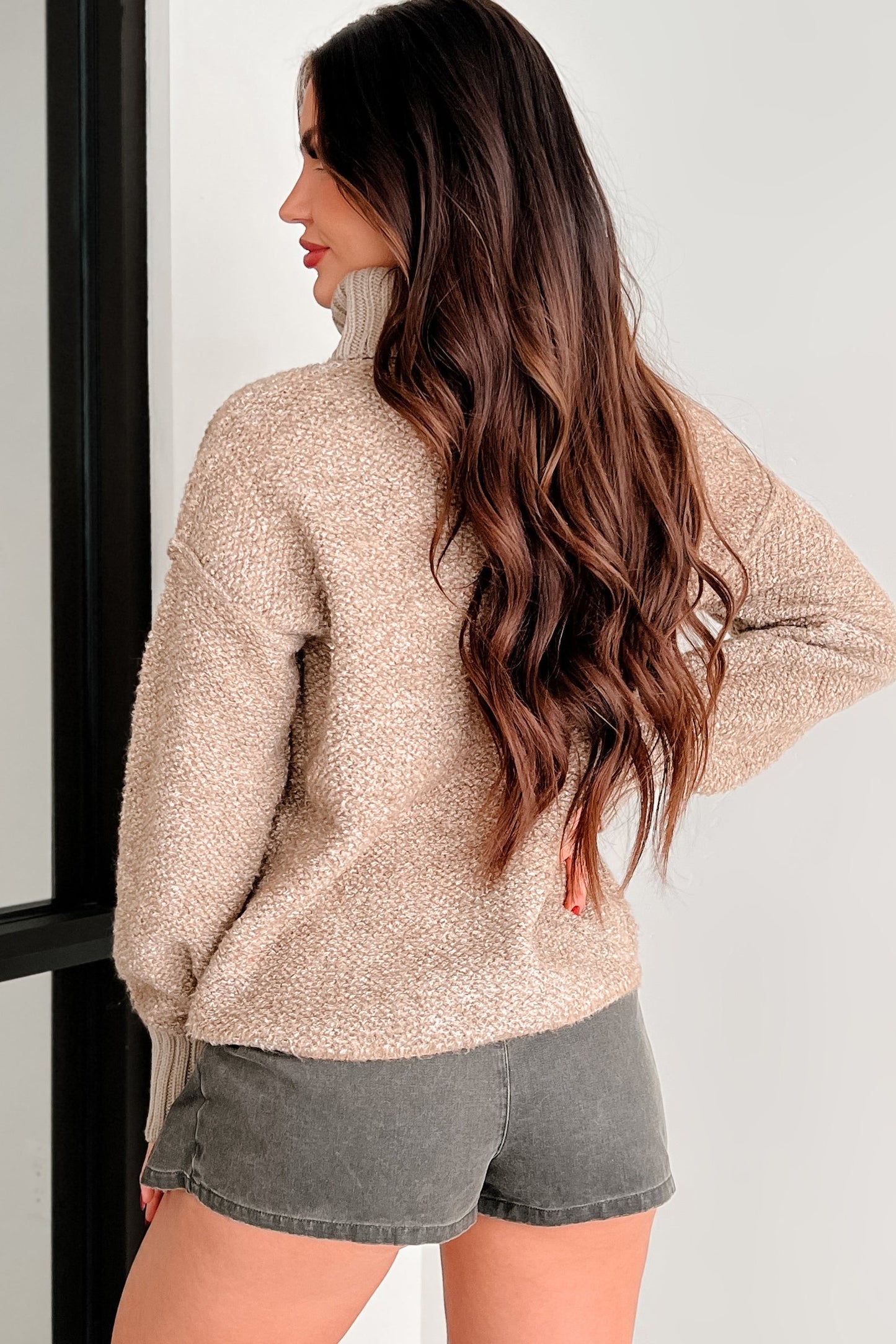Cabin Cutie Cowl Neck Sweater (Taupe)