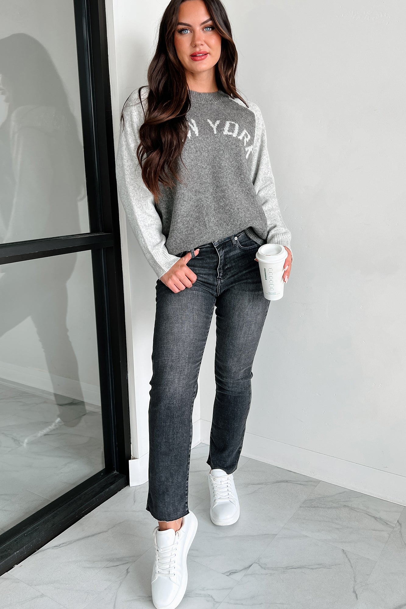 City That Never Sleeps "New York" Sweater (Charcoal/Grey)