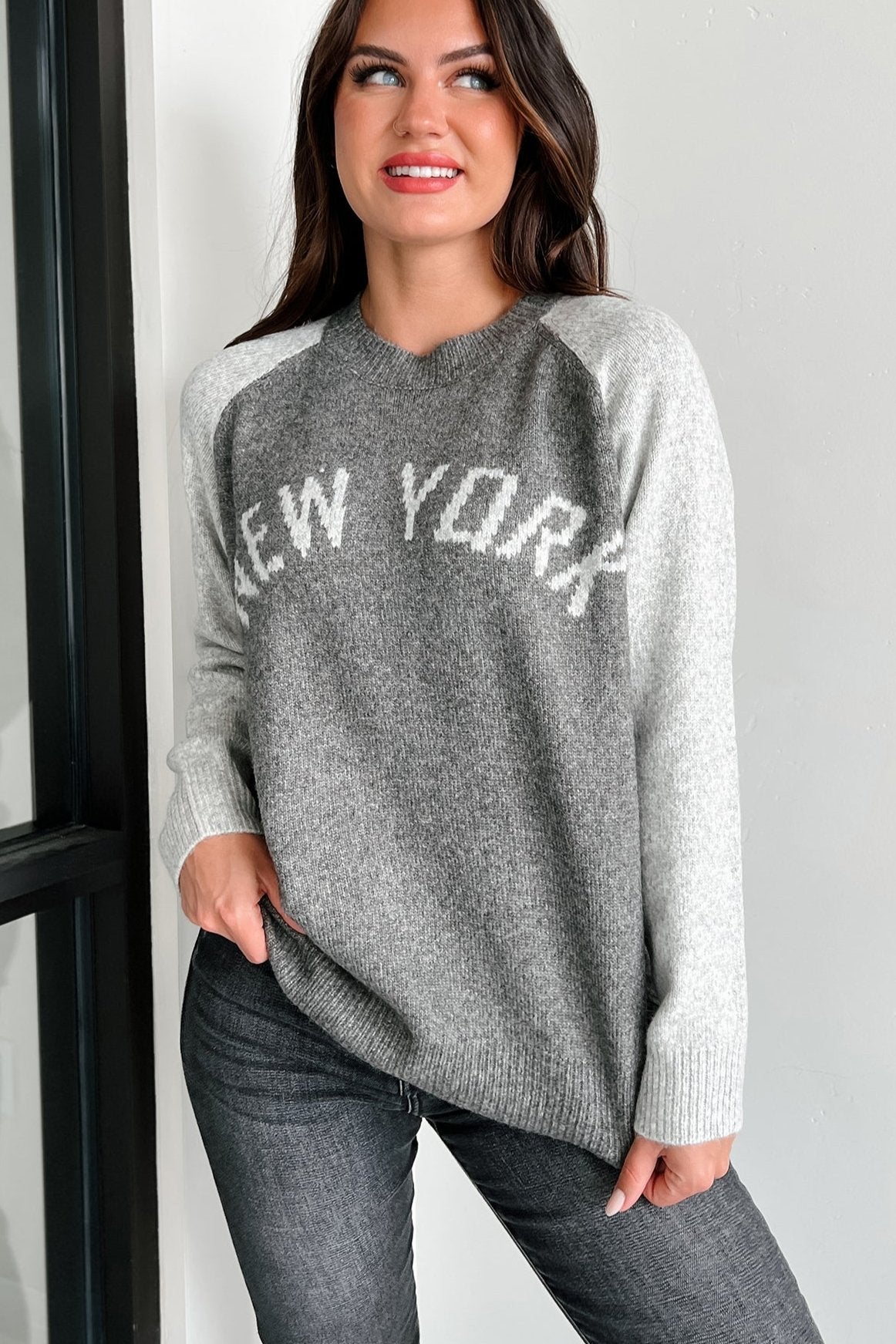 City That Never Sleeps "New York" Sweater (Charcoal/Grey)
