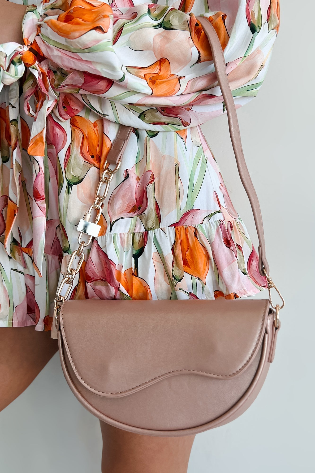 Confident Glamour Half Moon Shoulder Purse (Rose Gold)