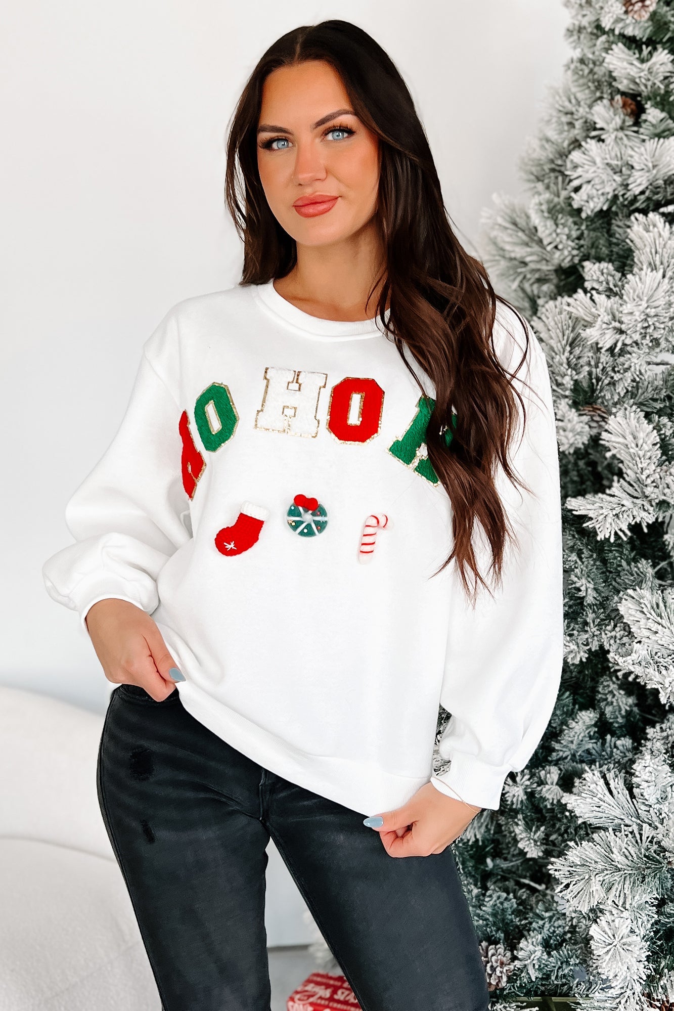 Santa's Calling Holiday Sweatshirt (Off White)