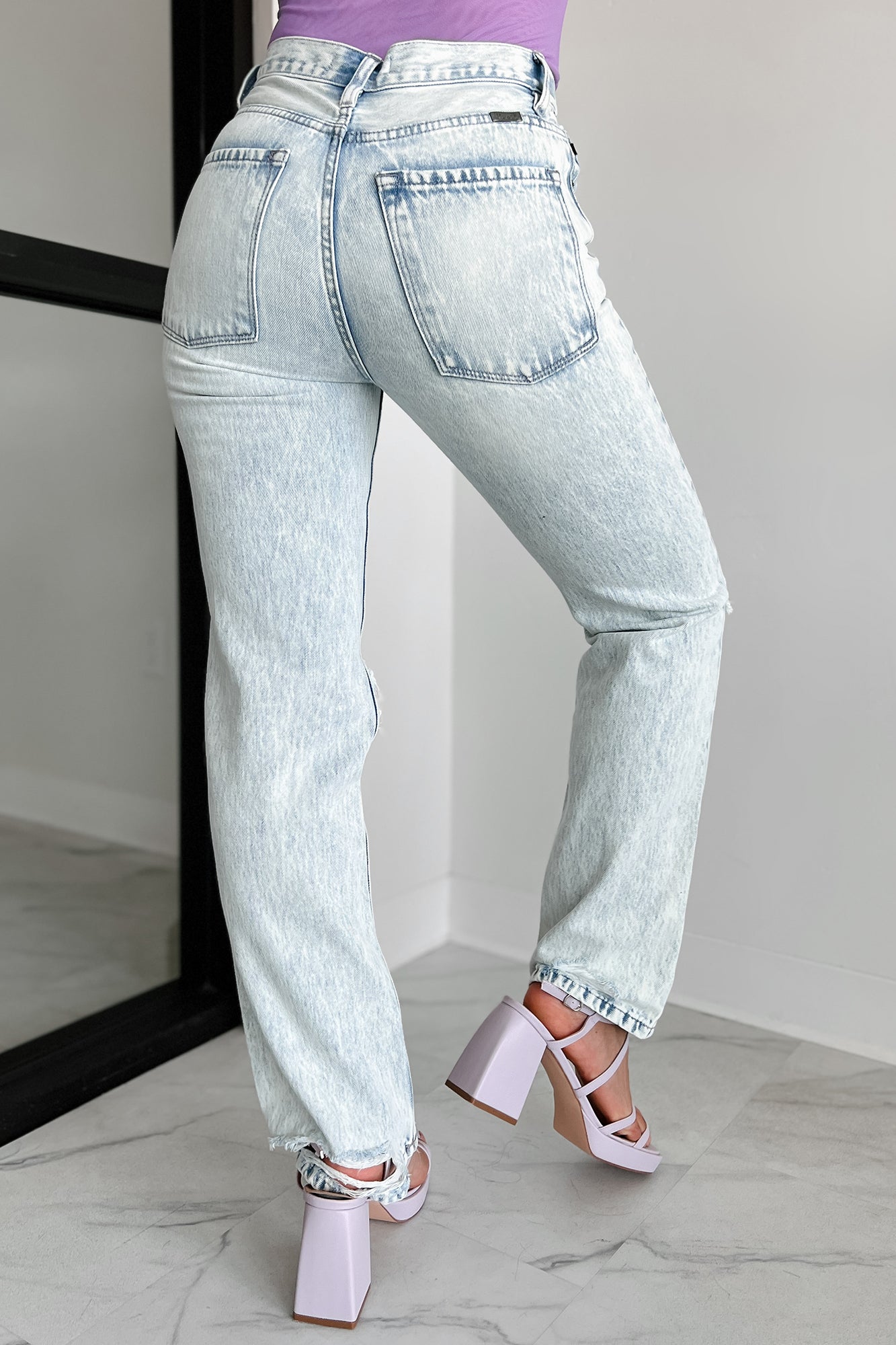 Bennett High Rise Distressed 90's Boyfriend Kancan Jeans (Light Acid)