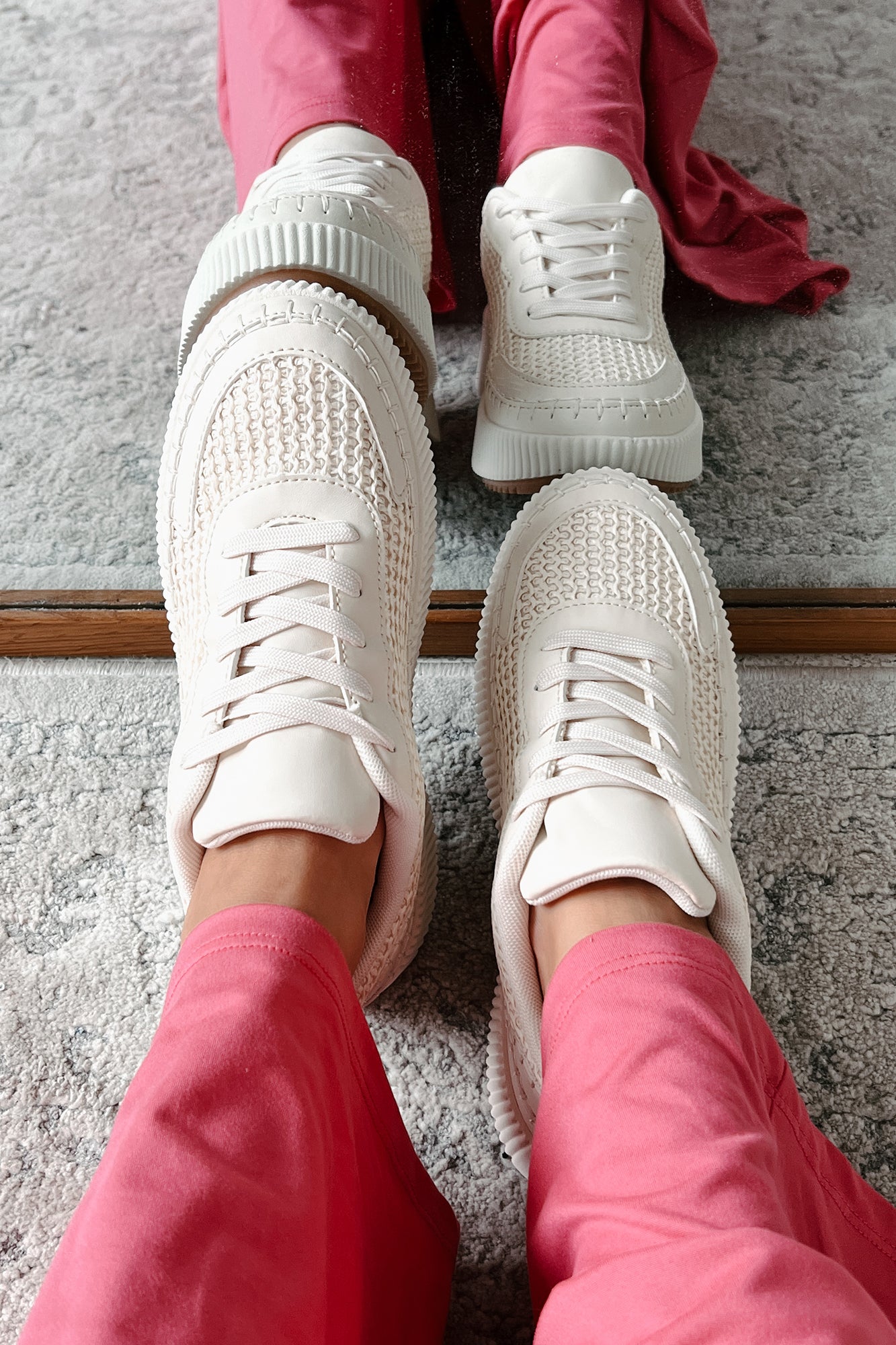 Coastal Strolls Woven Raffia Platform Sneakers (Beige/Raffia)