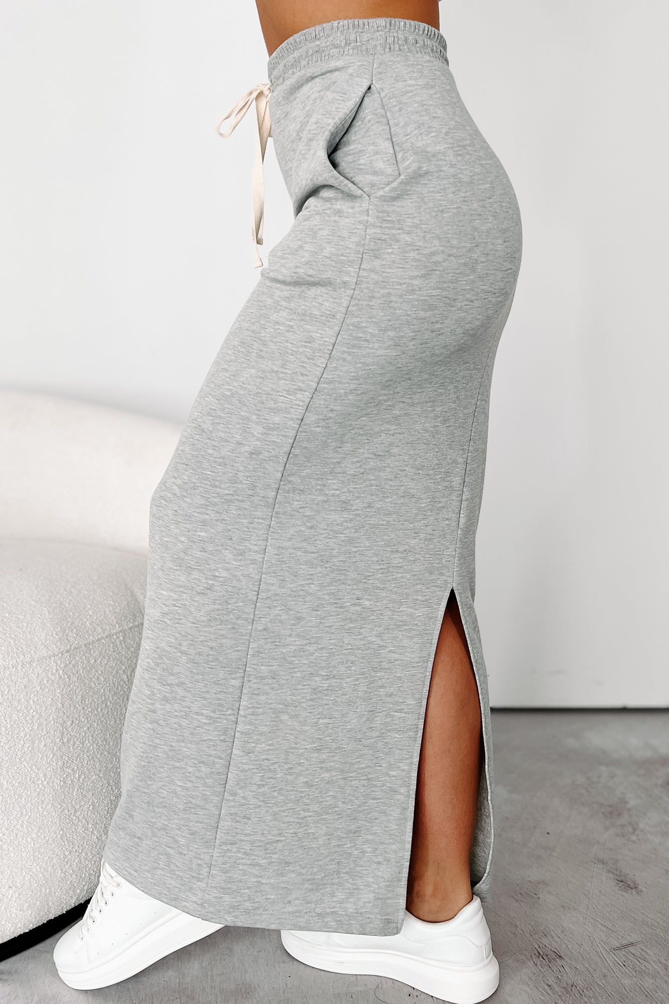 Conquering Today Sporty Knit Maxi Skirt (Heather Grey)