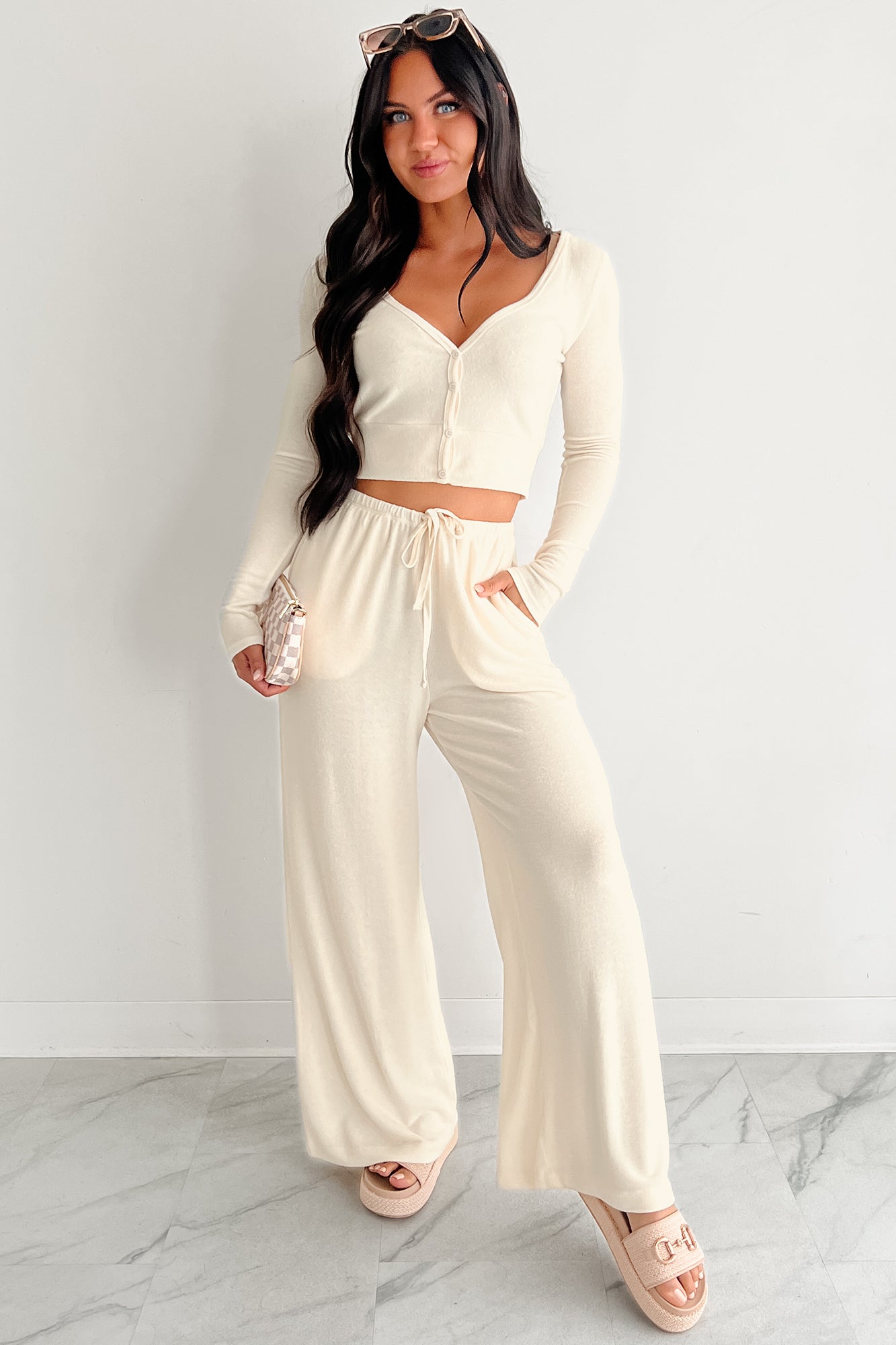 All Your Love Button Detail Long Sleeve Top (Cream)