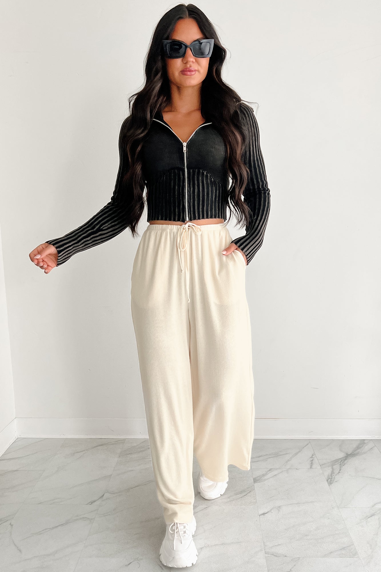 Chasing Calm Relaxed Wide Leg Pants (Cream)